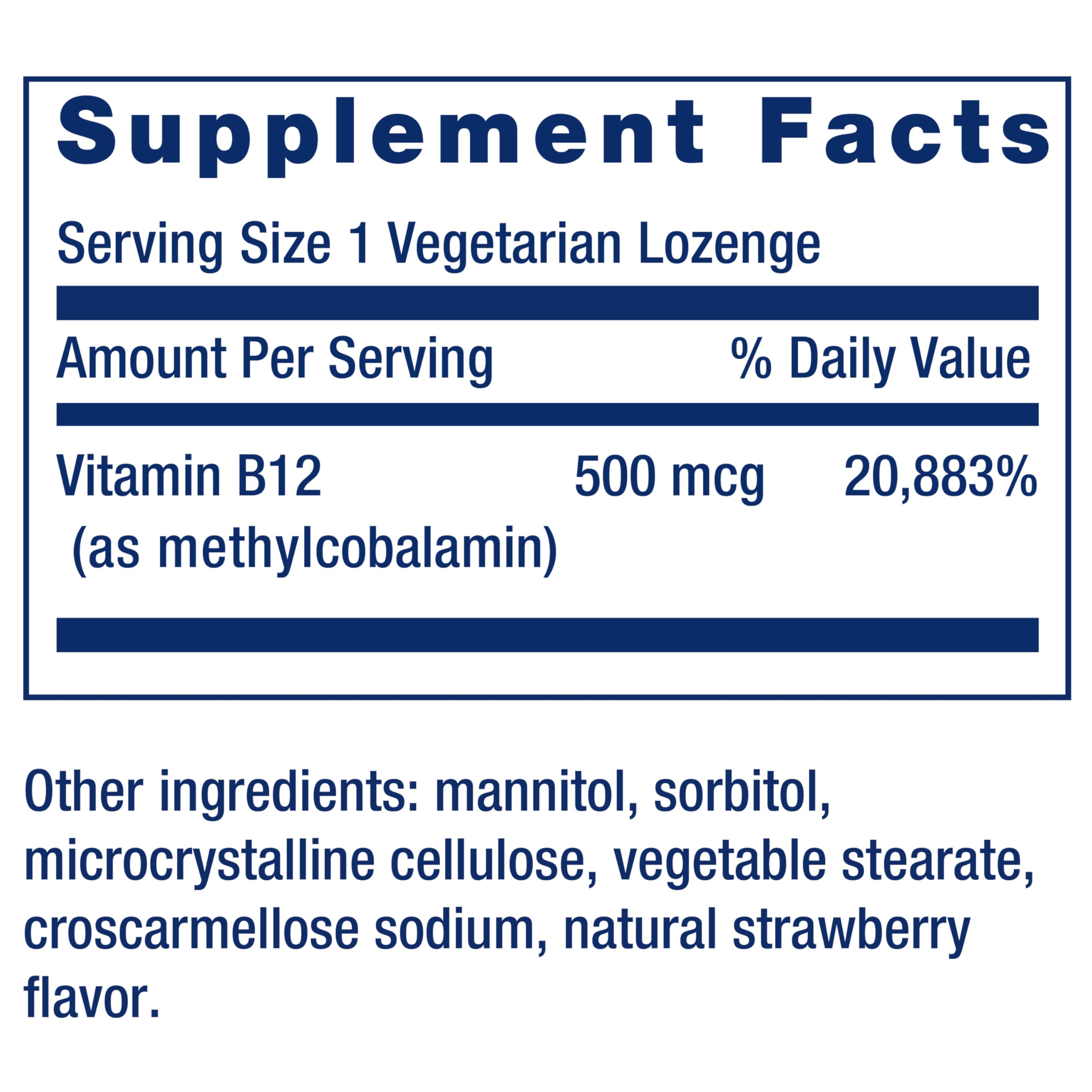 Life Extension Vitamin B12 Methylcobalamin 500mcg - Vitamin B12 Supplement for General Energy and Brain Health - Sugar Free Vegetarian Lozenges Dissolve in Your Mouth - Once Daily - 100 Count