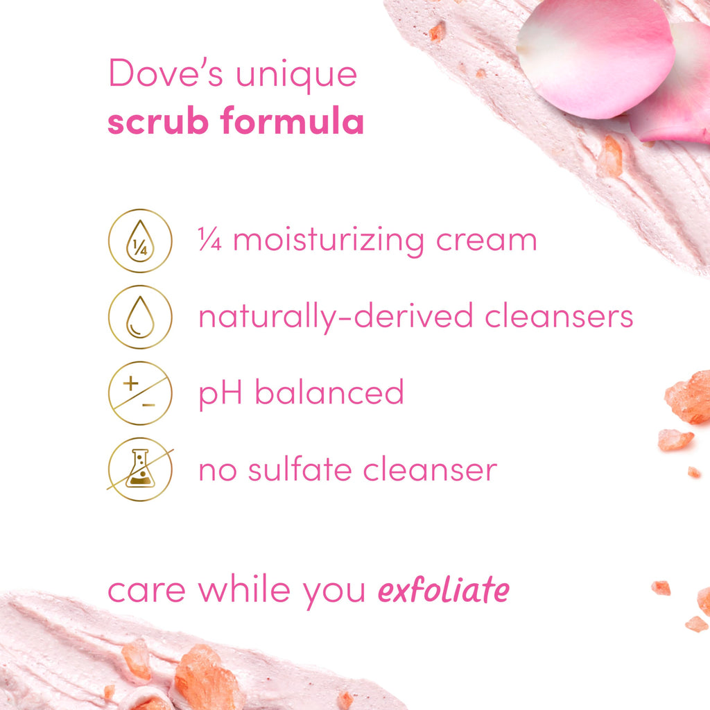Dove Body Scrub Himalayan Salt & Rose Oil, 15 oz