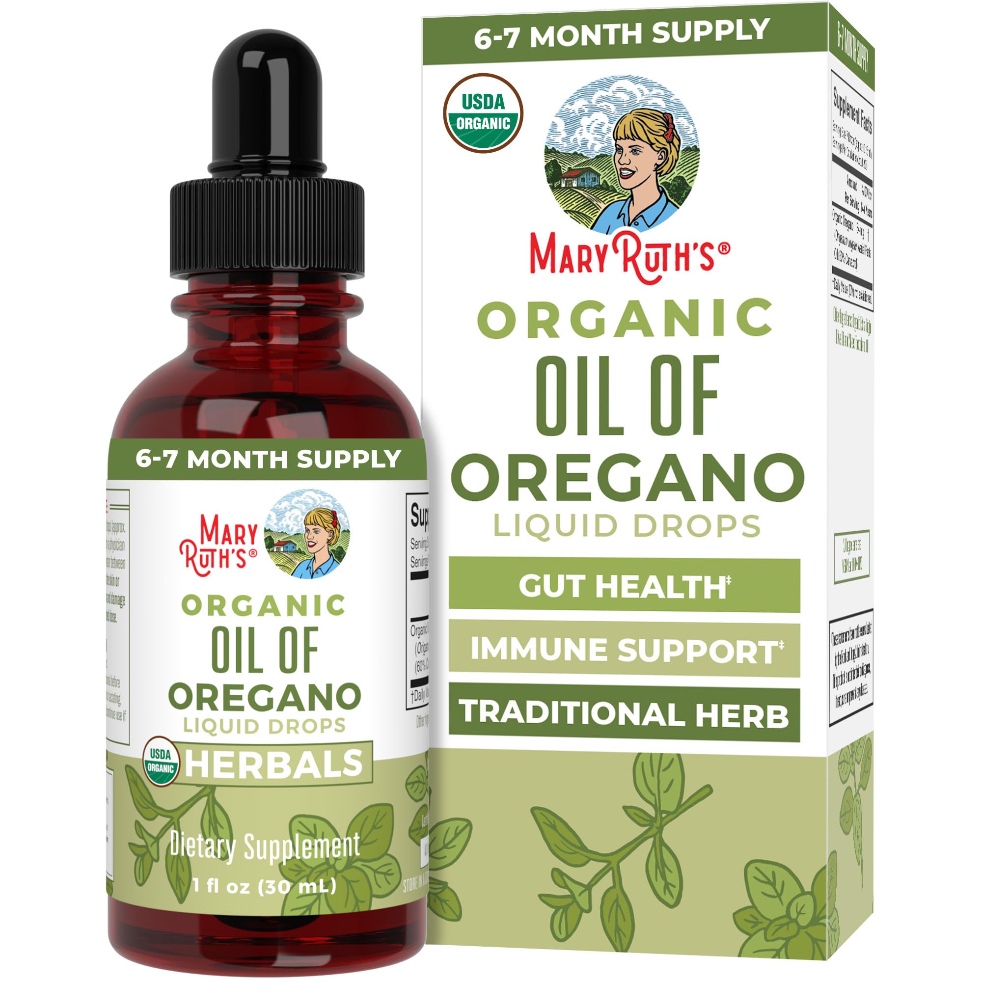 MARYRUTH'S Organic Oil of Oregano Liquid Drops, Sugar Free, 6 Month Supply