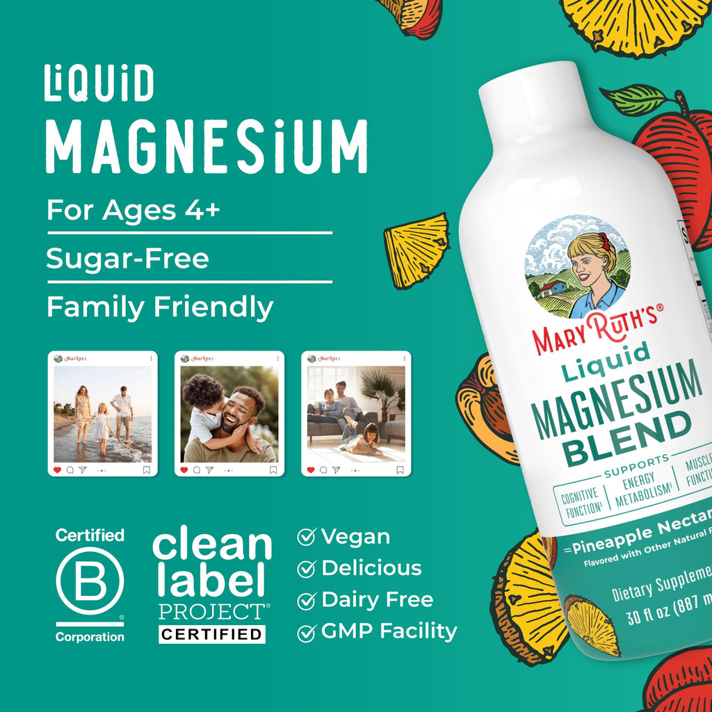 MaryRuth's Liquid Magnesium, Glycerophosphate + Bisglycinate, 30oz, Ages 4+
