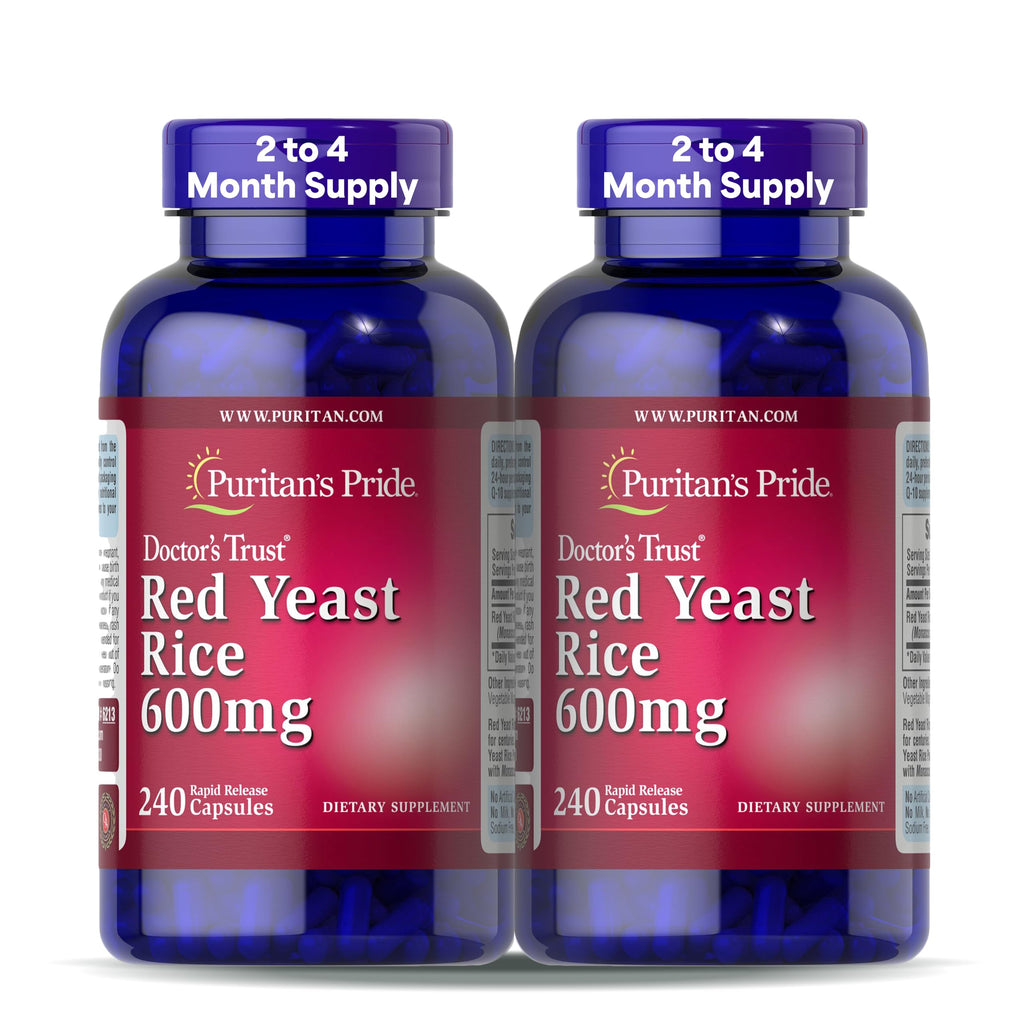 Puritan's Pride Doctors Trust® Red Yeast Rice 600mg, Dietary Supplement, 240 Rapid Release Capsules, 2 Pack