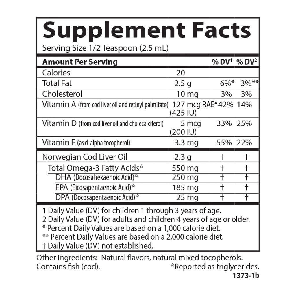 Carlson Kid's Cod Liver Oil, 550 mg, Omega-3s, 250 mL (8.4 Fl Oz)