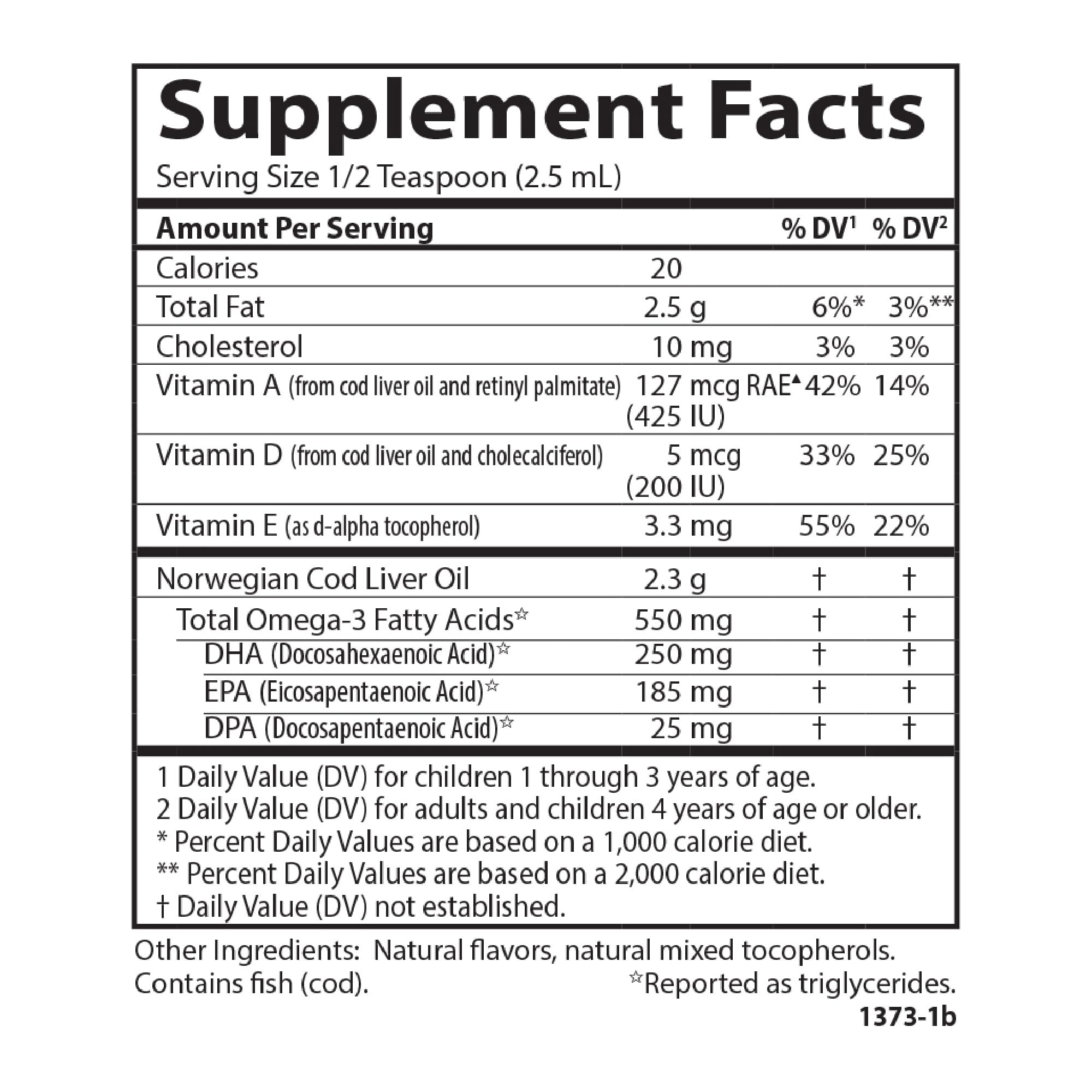Carlson Kid's Cod Liver Oil, 550 mg, Omega-3s, 250 mL (8.4 Fl Oz)