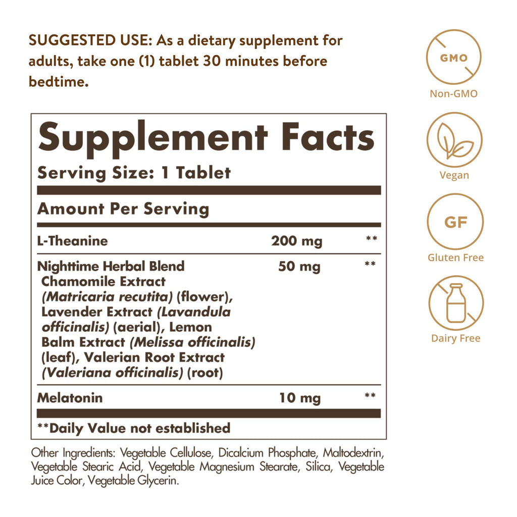 Solgar Triple Action Sleep, 90 Tri-Layer Tablets - Time-Release Melatonin & L-Theanine Plus Herbal Blend - Helps You Relax, Fall Asleep Fast & Stay Asleep Longer - Non-GMO, Gluten Free - 90 Servings