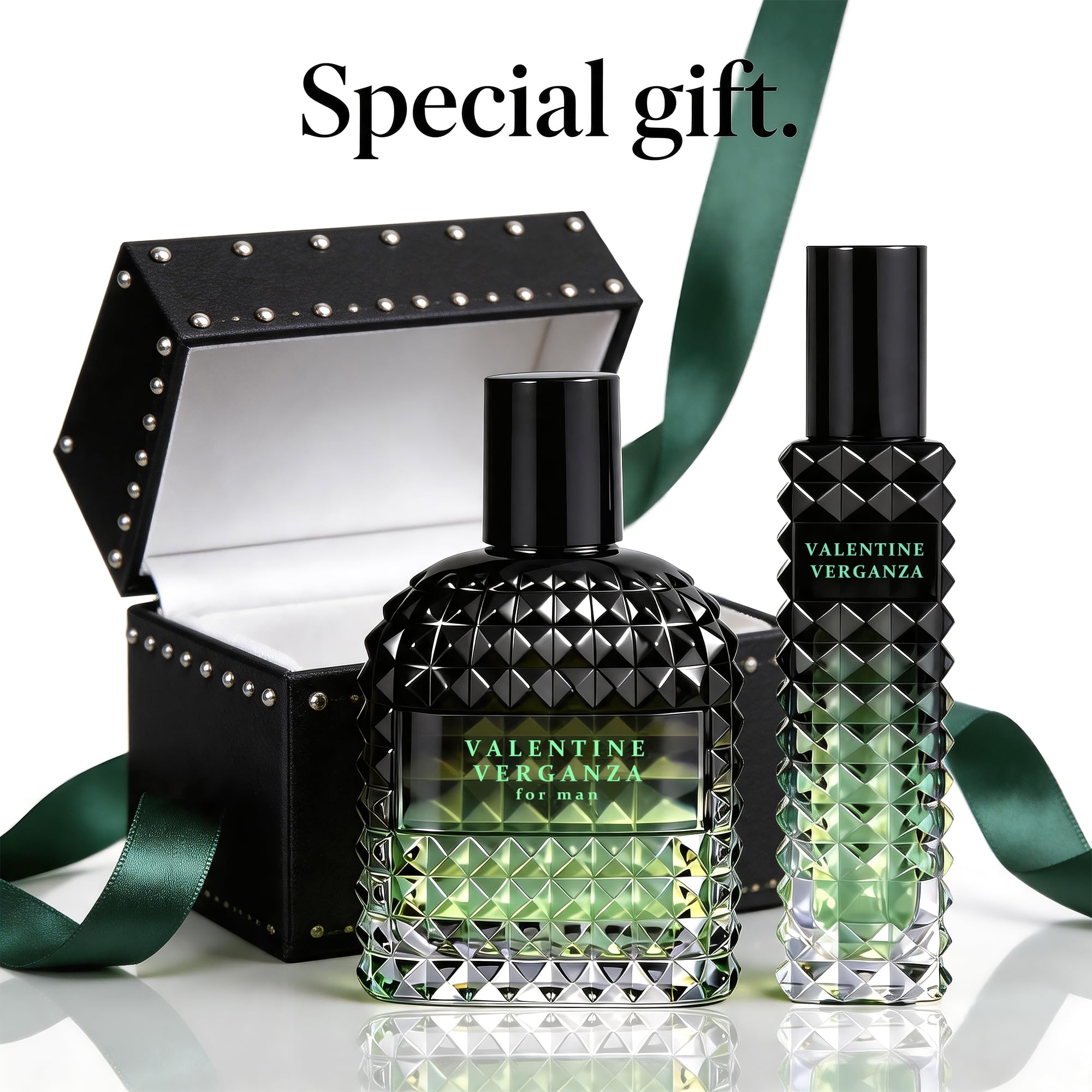A CENTER Valentine Verganza Men's Cologne Gift Set 2pcs/100ml&30ml Eau de Parfum Bergamot Coffee&Vetiver Fragrance Cologne Gift Combo for Him