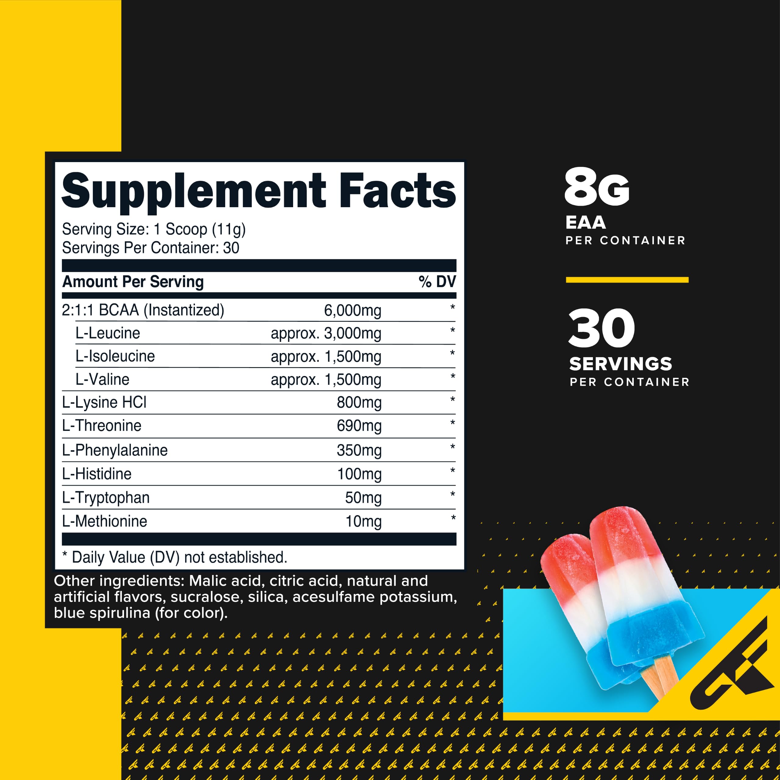 Primaforce EAA Powder (30 Servings, Rocket Pop Flavor) - Essential Amino Acids for Pre/Intra Workout and Recovery - Non-GMO and Gluten Free
