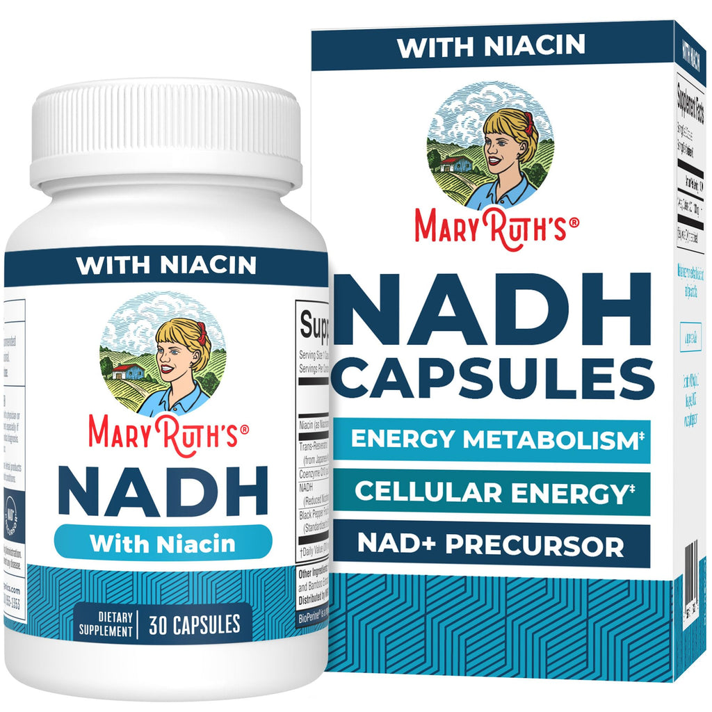MARYRUTH'S NADH Capsules, Niacin, NAD+ Precursor, 30 Servings, CoQ10, Vegan