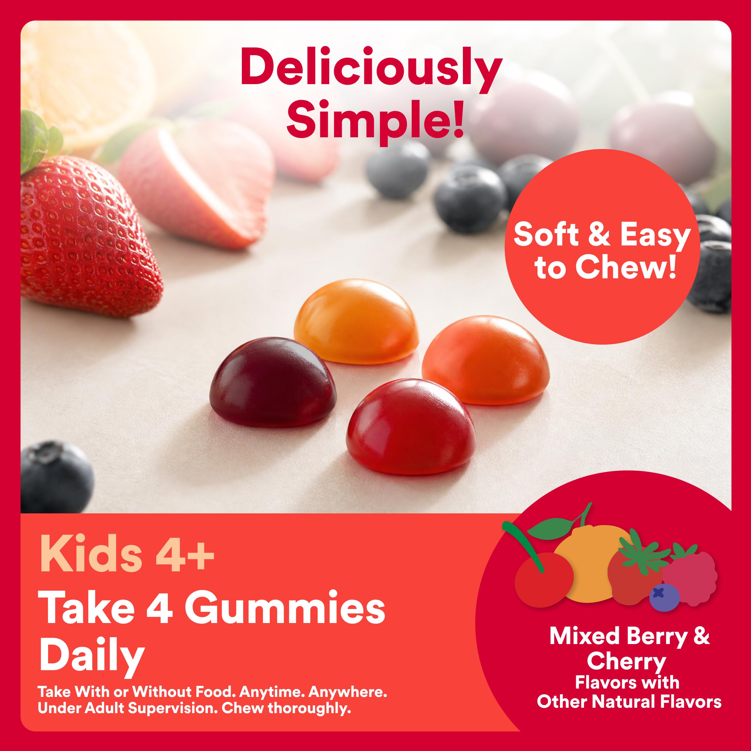 SmartyPants Organic Kids Multivitamin Gummies: Probiotics, Omega 3 (ALA), Vitamin D3, C, Vitamin B12, B6, A, K & Zinc for Immune Support, Biotin, Three Fruit Flavors, 120 Count (30 Day Supply)