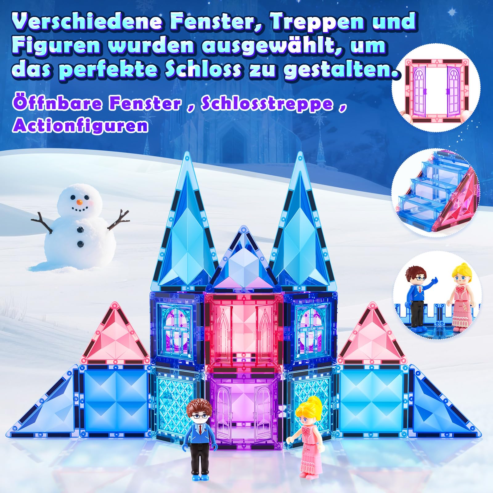 Diamond Magnetic Building Blocks for Kids - Princess Castle Magnetic Tiles Toys for 3-8 Year Old Girls & Boys - 3 4 5 6 Year Old Girl Birthday Xmas Gifts - STEM Educational Toys for Creative Play