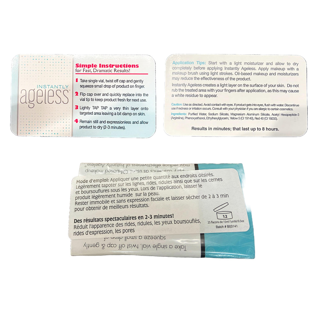 Instantly Ageless - Instant Face Lift Cream - Skin Care Anti Aging Face Cream - Wrinkle Tightener - Eye Cream For Puffiness and Bags Under Eyes - Facelift 5 Vials