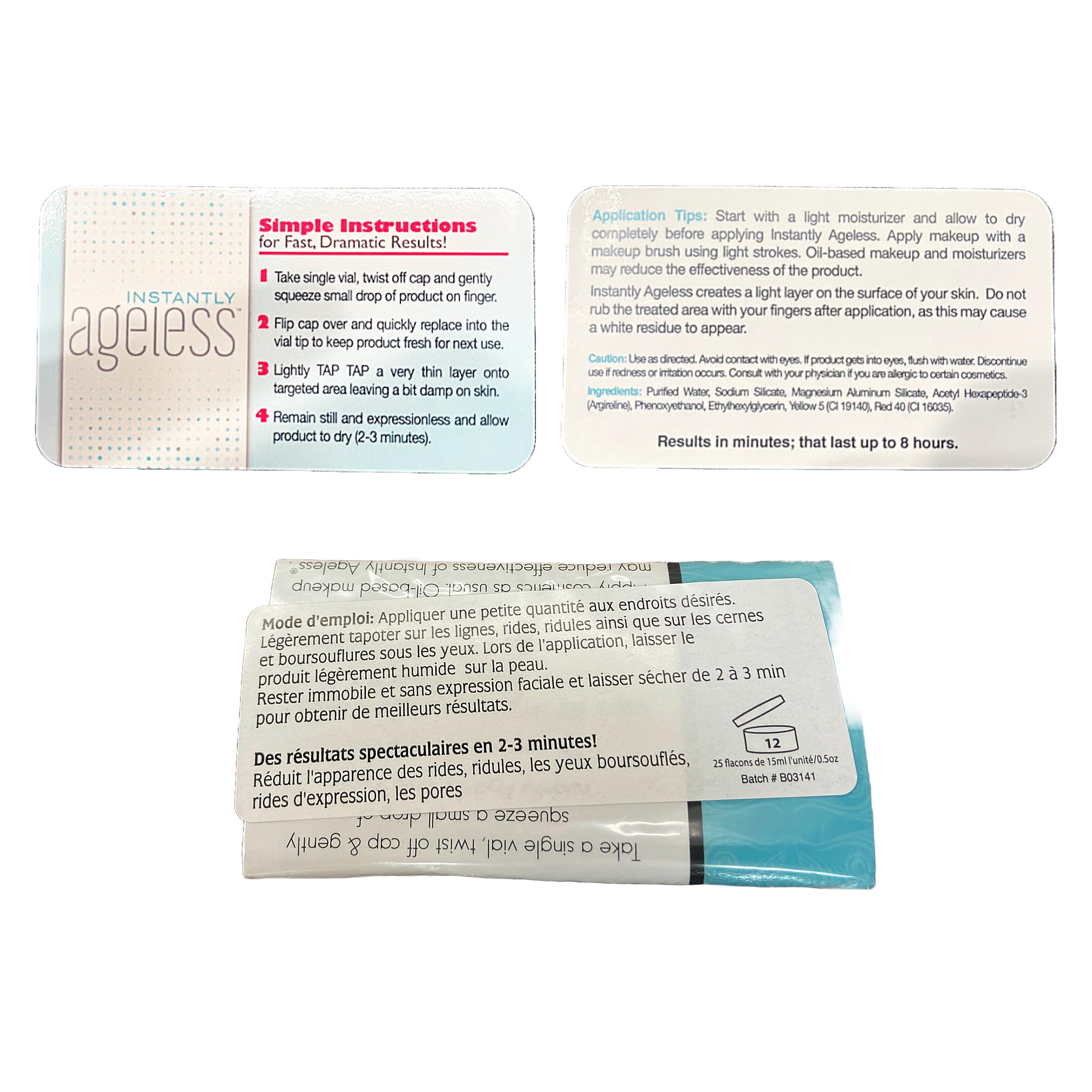 Instantly Ageless - Instant Face Lift Cream - Skin Care Anti Aging Face Cream - Wrinkle Tightener - Eye Cream For Puffiness and Bags Under Eyes - Facelift 5 Vials