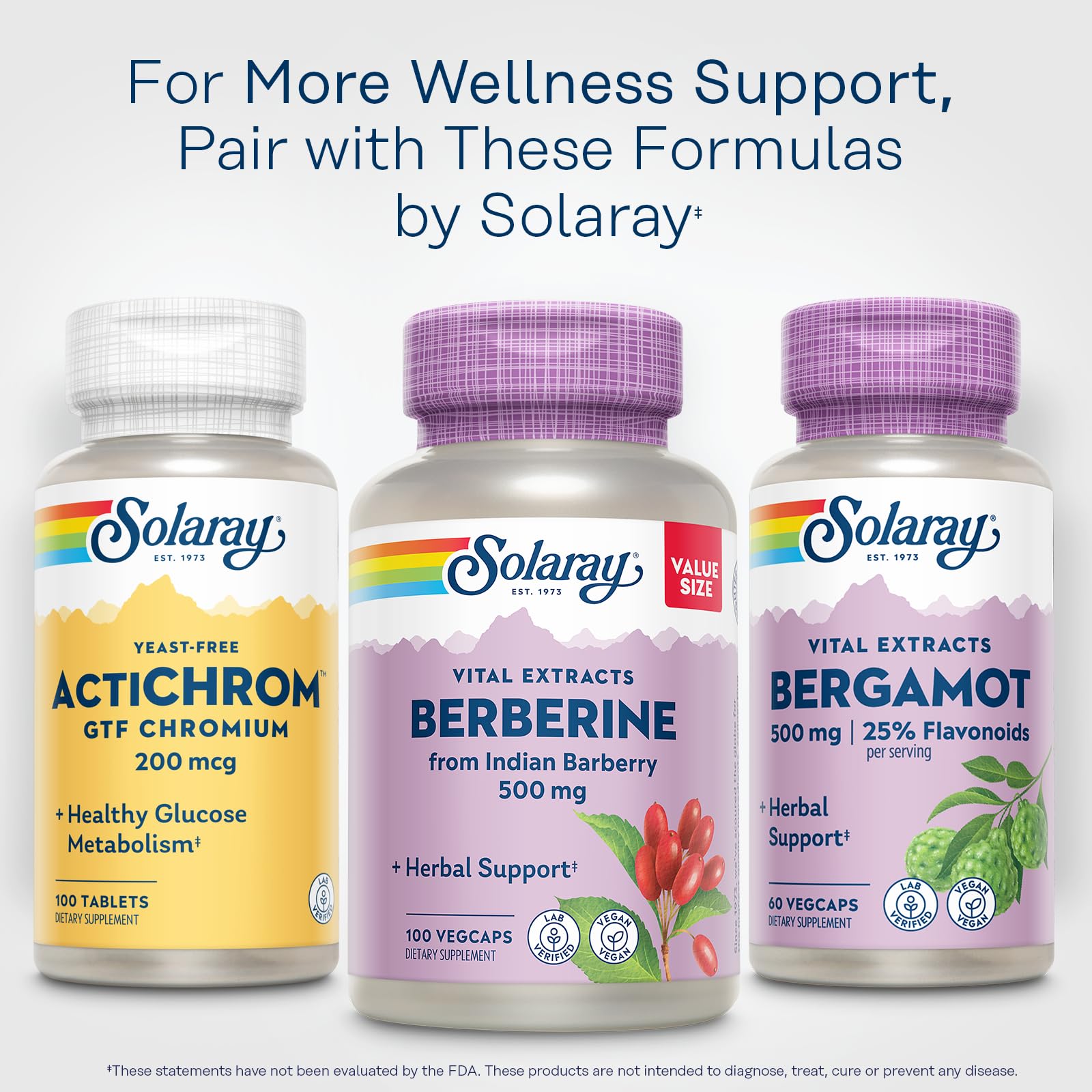 SOLARAY Bergamot 500 mg with Berberine HCl, 60 VegCaps