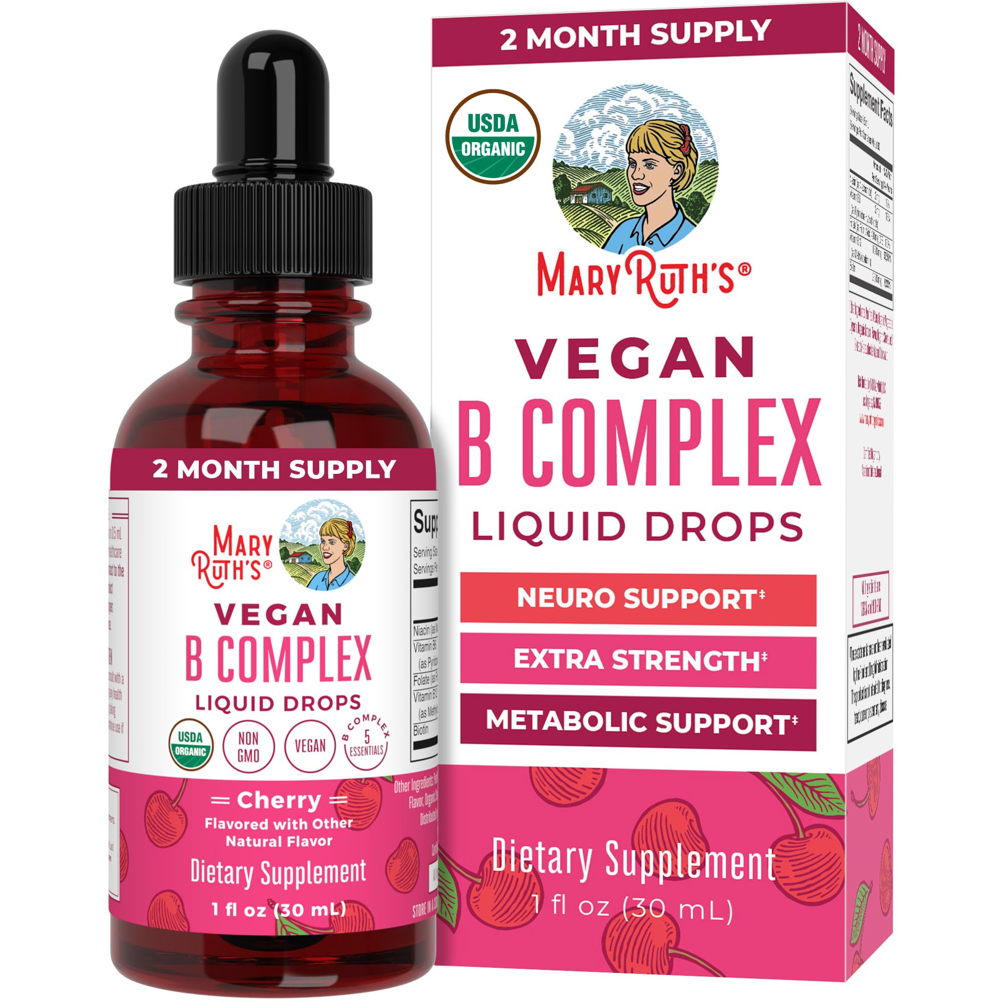 MARYRUTH'S Organic Vitamin B Complex, Biotin, Vitamin B12, Niacin, Folate