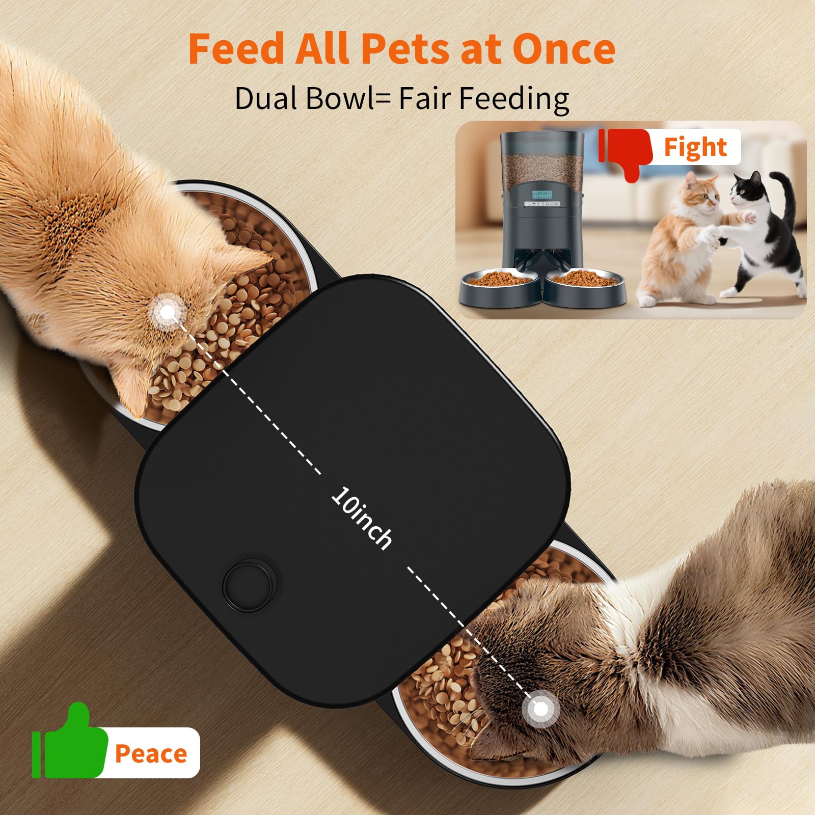 HoneyGuaridan Automatic Cat Feeder for 2 Cats,2.4G/5G WiFi APP Control