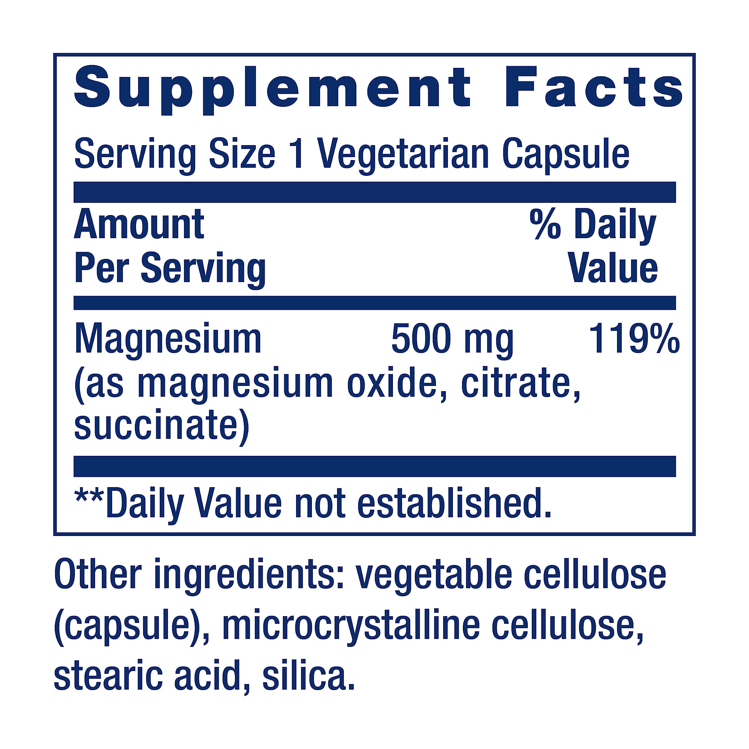 Life Extension Magnesium Caps, 500 mg, Magnesium Oxide, Citrate, Succinate, Heart Health, Healthy Bones, Metabolism Support, 100 Vegetarian Capsules (Pack of 2)