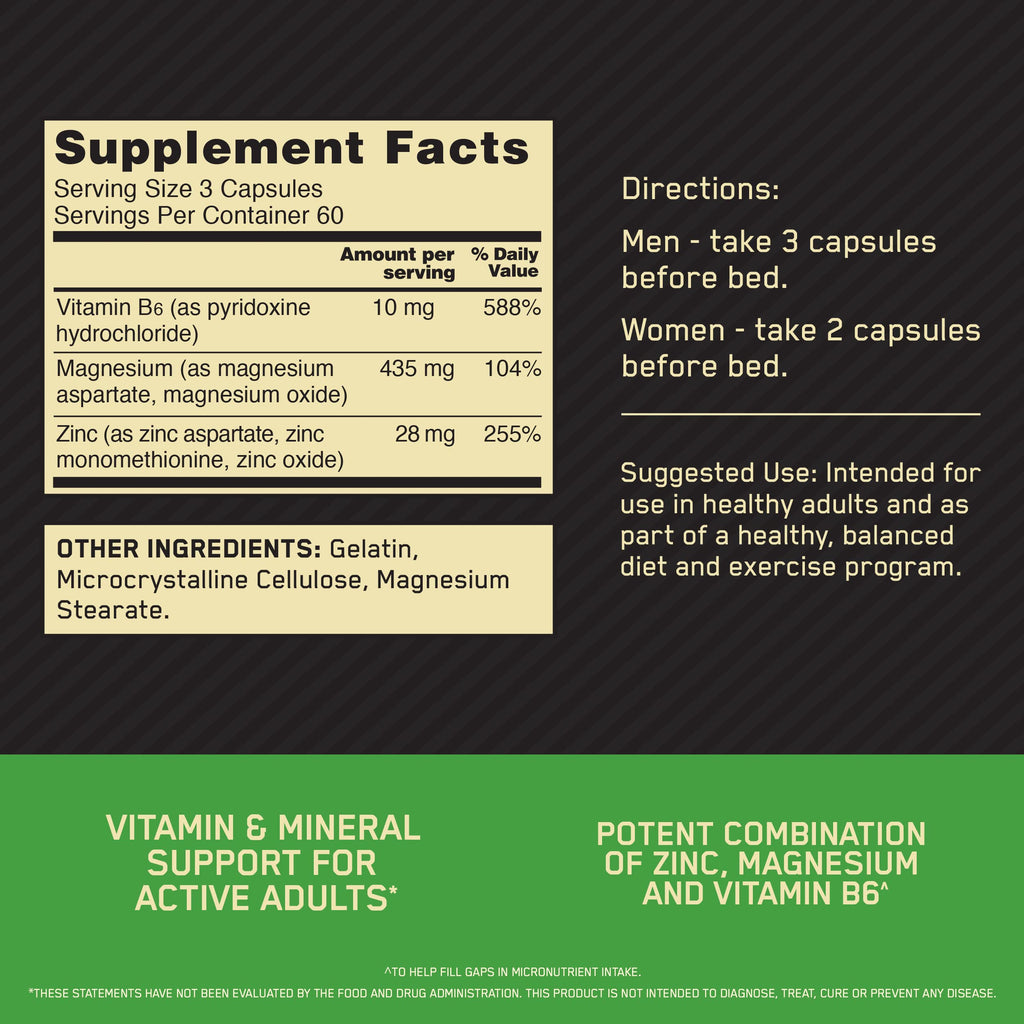Optimum Nutrition Muscle Recovery and Endurance Supplement for Men and Women,Zinc-and Magnesium Supplement,180 Count (Pack of 2)