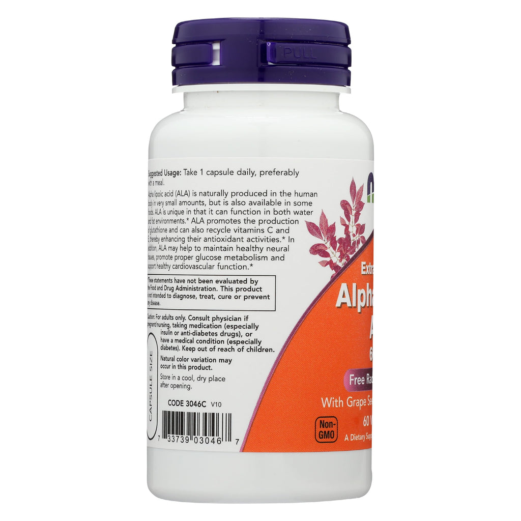 Now Foods Alpha Lipoic Acid 600mg 60 Vegi Capsules