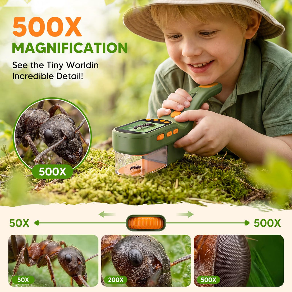 wizwink Bug Catcher for Kids with Kids Microscope, 500X Zoom Camera Toy