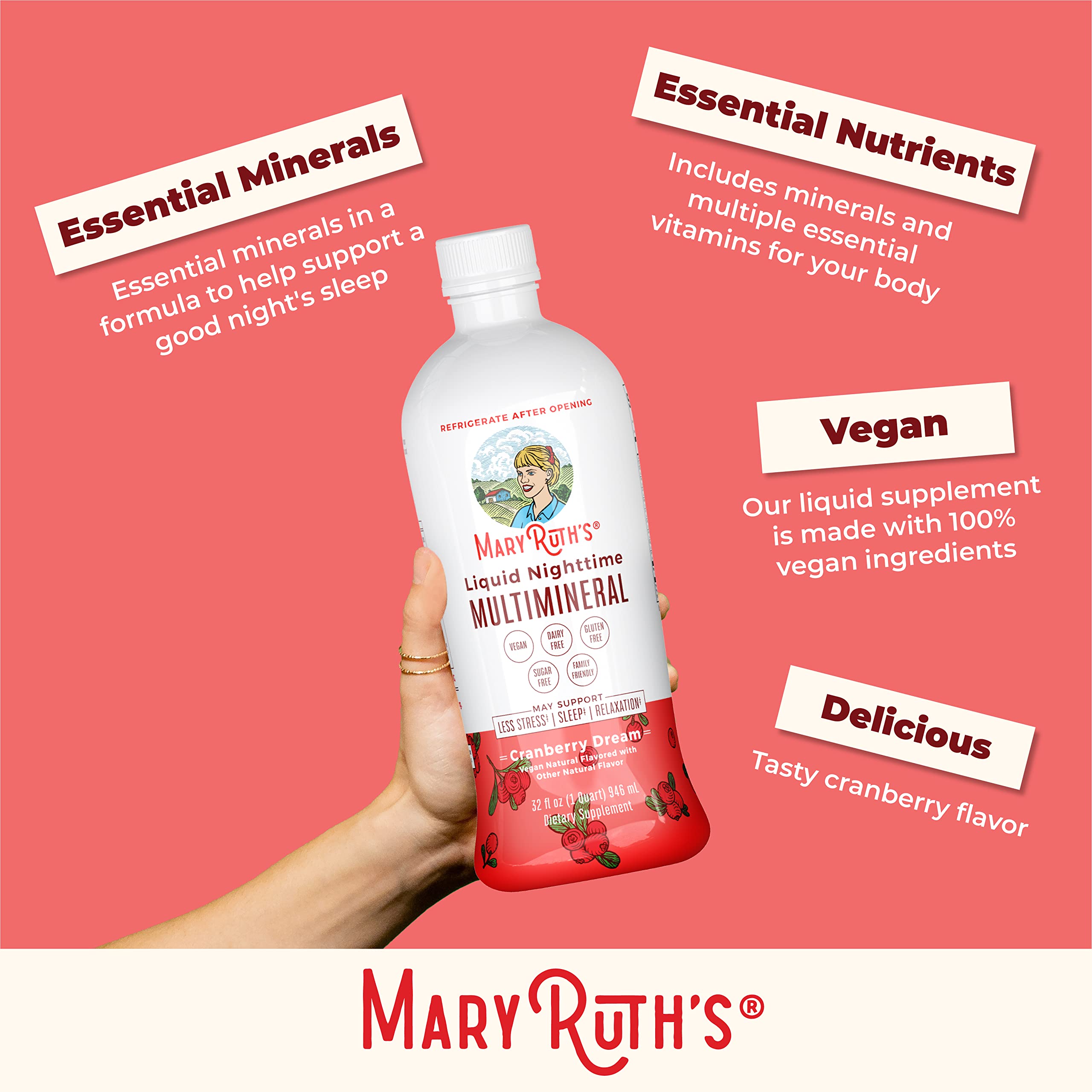MaryRuth's Liquid Morning Multivitamin Essentials+, 2 Flavors, Vegan, 32oz