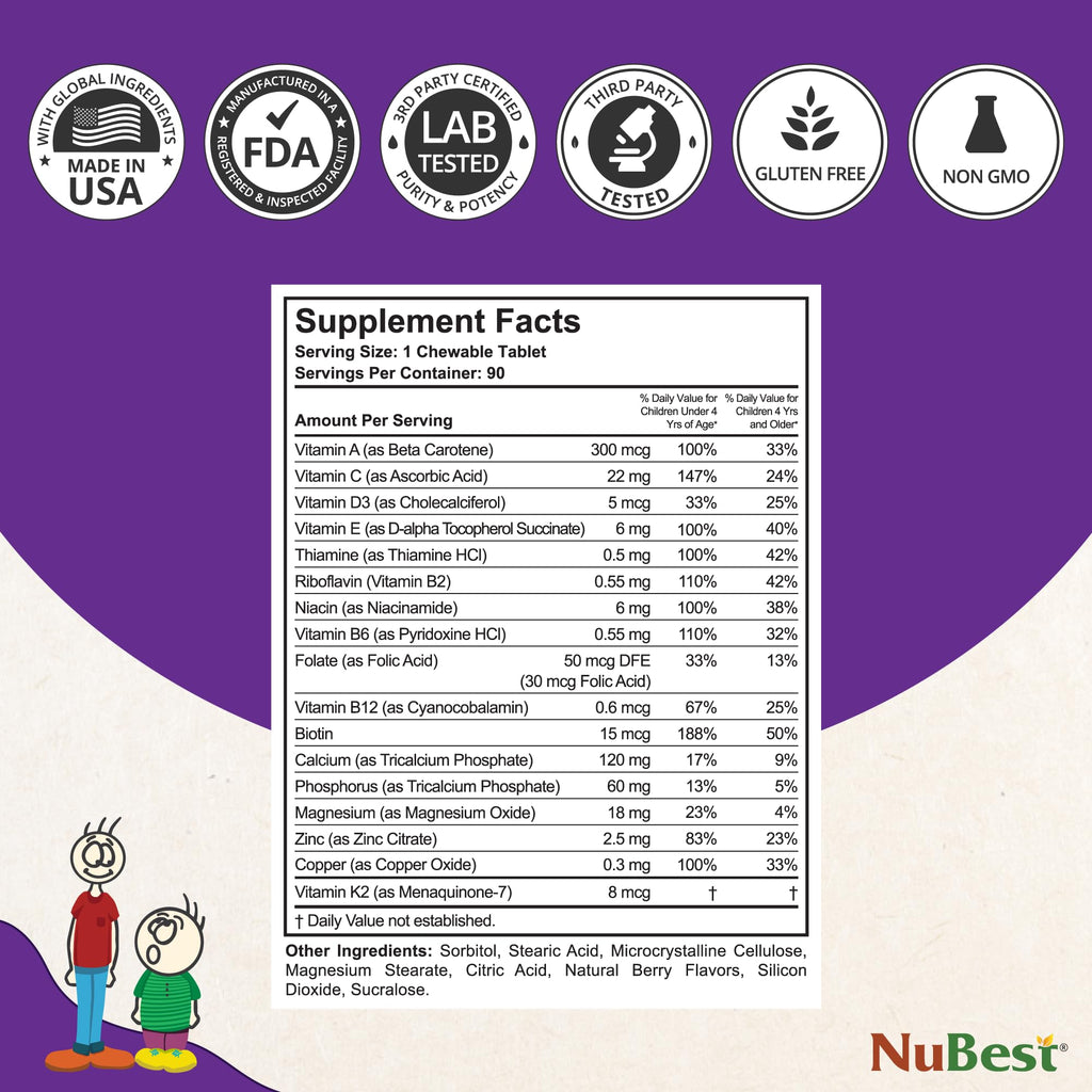 NuBest Bundle Tall 10+ 60 Capsules Tall Kids 90 Chewable Tablets | Height Growth Support for Kids & Teens | Calcium, Vitamins D3 K2, Collagen & Herbal Blend