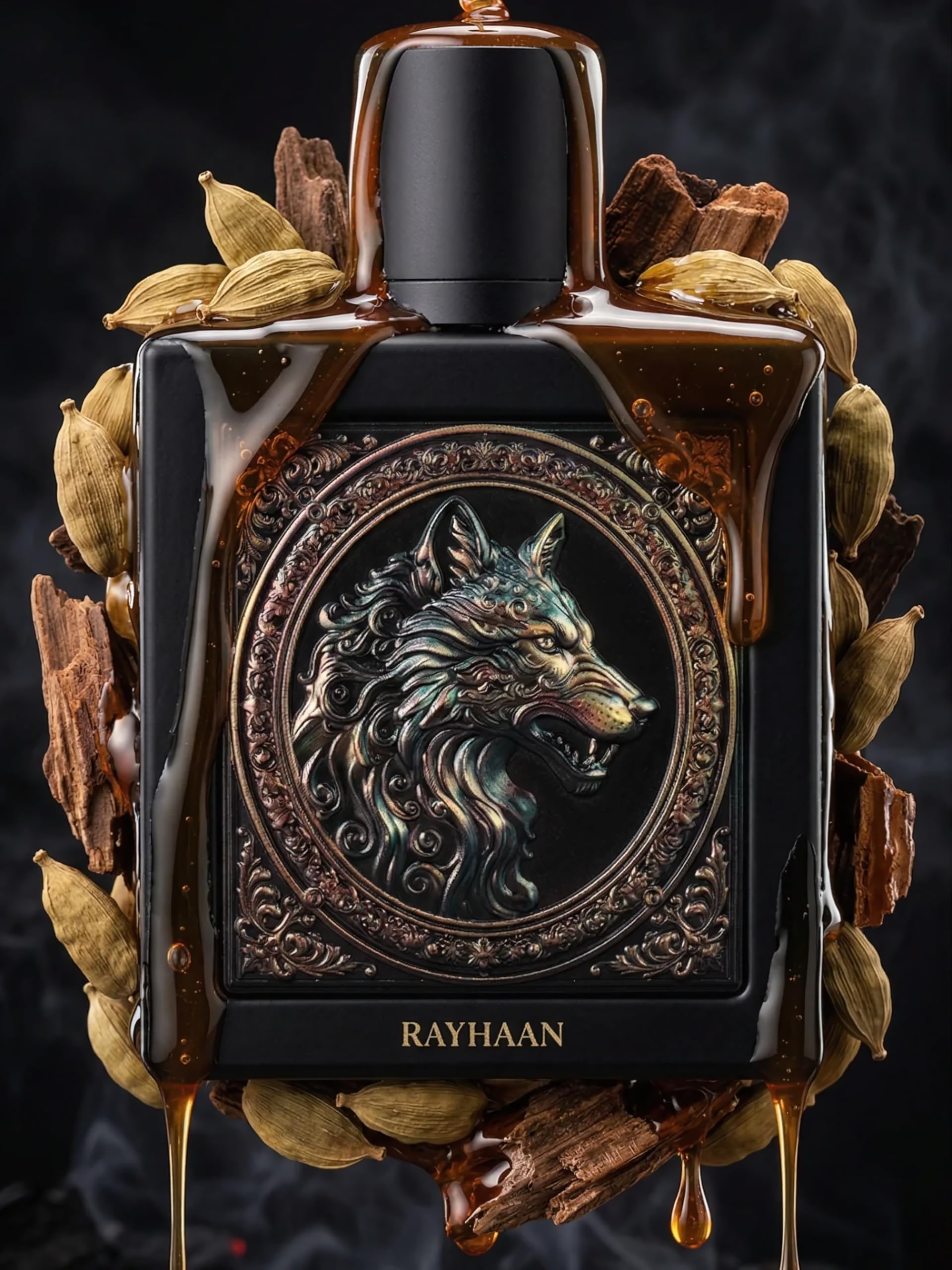 Rayhaan Wolf – Spicy, Gourmand, Amber, Woody – Eau de Parfum Spray Long-Lasting Fragrance for Men, 3.4 Ounce / 100 ml