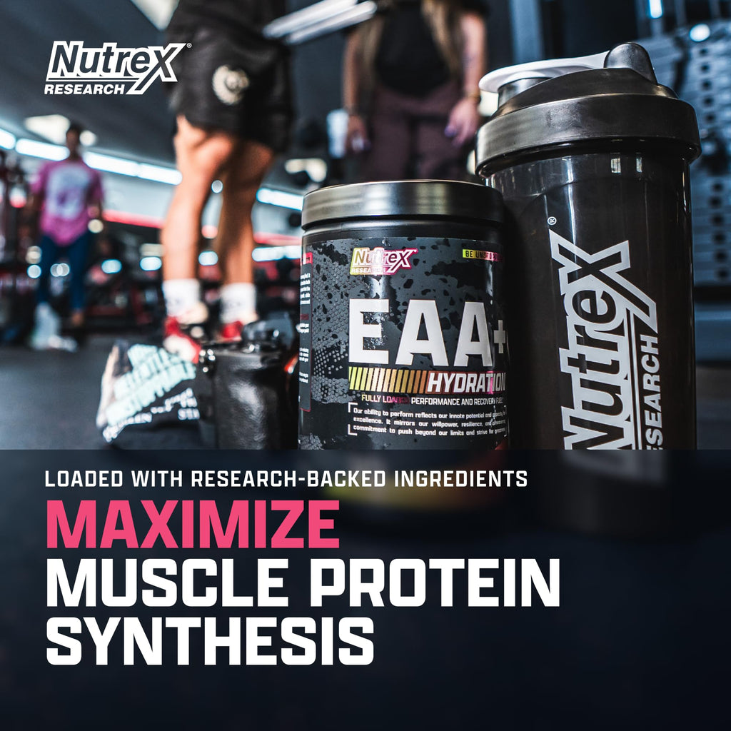 Nutrex Research EAA Hydration | EAAs + BCAA Powder | Muscle Recovery, Strength, Muscle Building, Endurance | 8G Essential Amino Acids + Electrolytes | (Packaging My Vary) 30 Servings (Pink Lemonade)