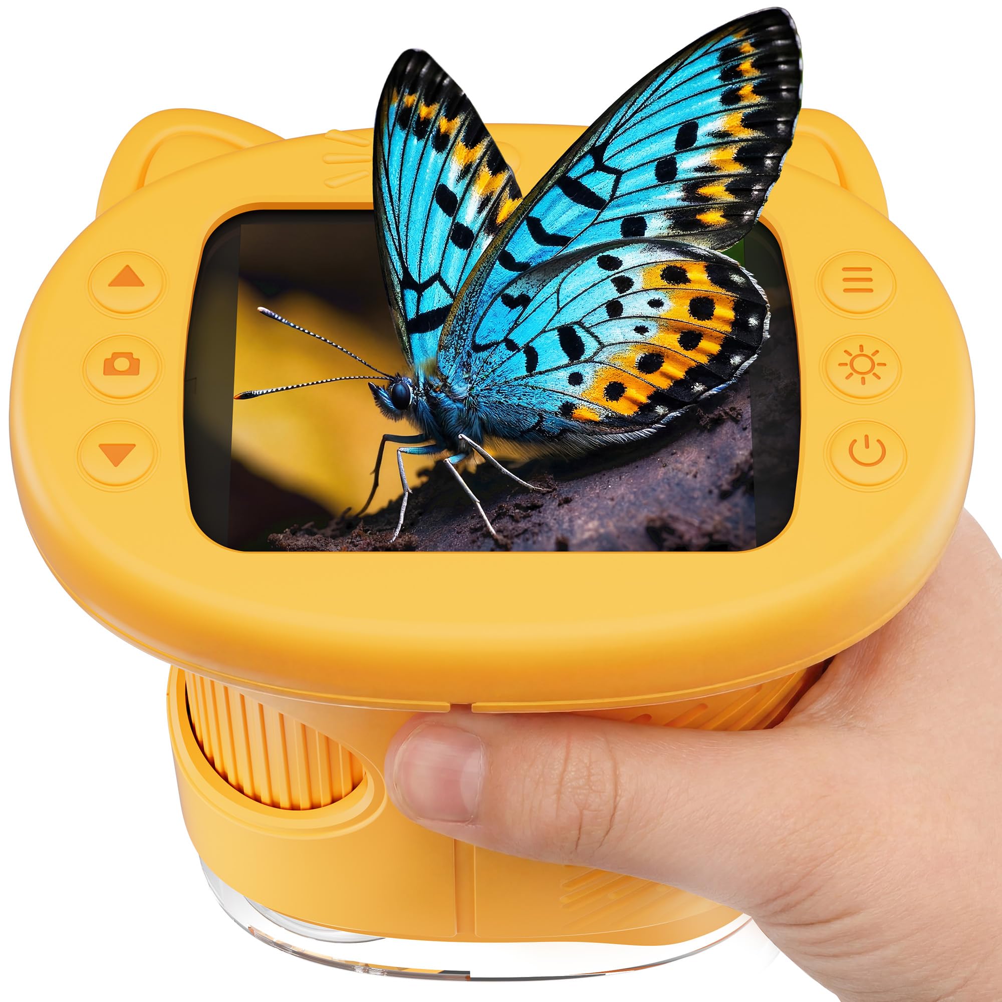 1000X Digital Microscope for Kids Handheld, 4K 2.4" IPS Screen Portable Mini Pocket Microscope 2MP Camera, STEM Educational Toy Birthday for Boys Girls Ages 3-6 6-12,Yellow