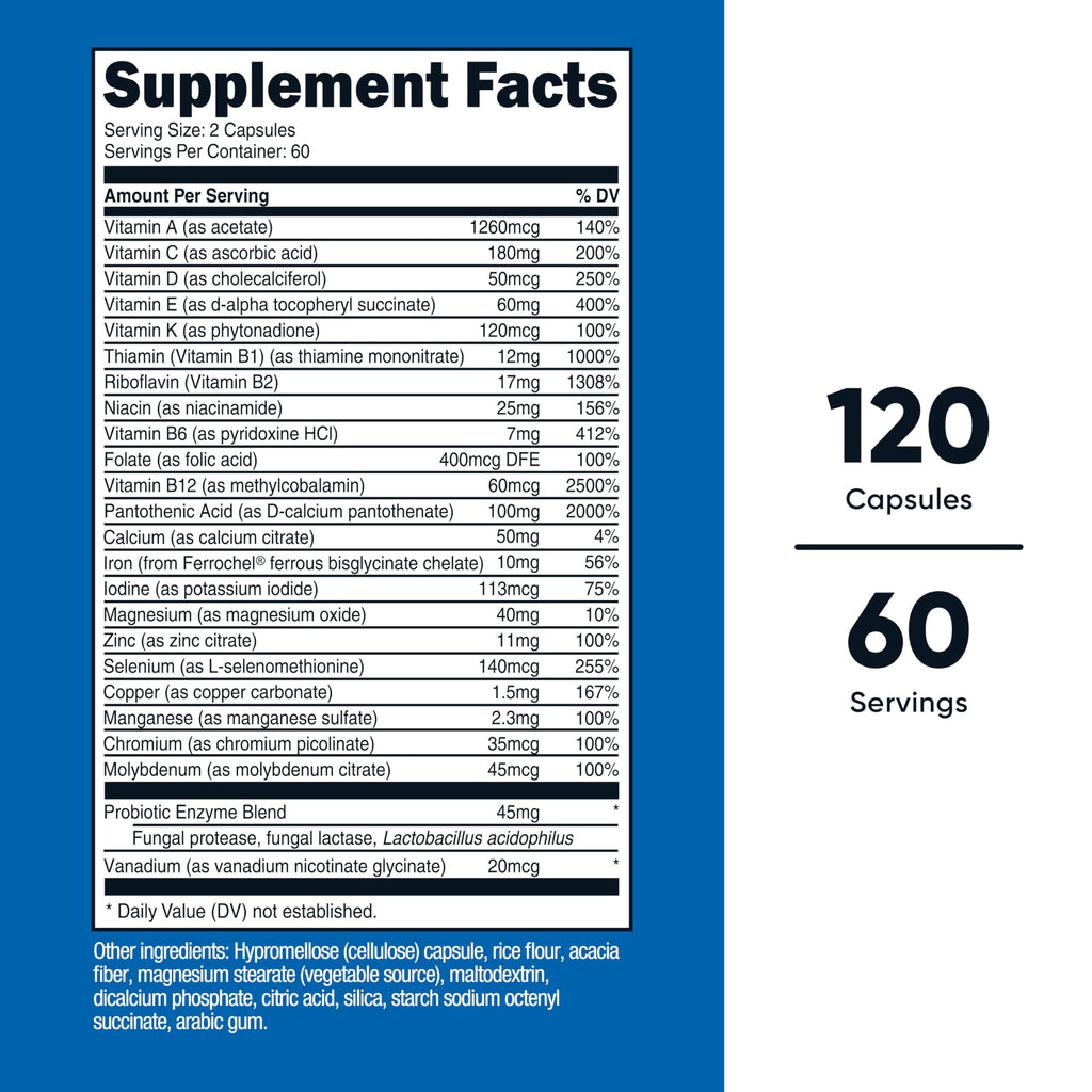 Nutricost Multivitamin with Probiotics 120 Vegetarian Capsules - Packed with Vitamins & Minerals