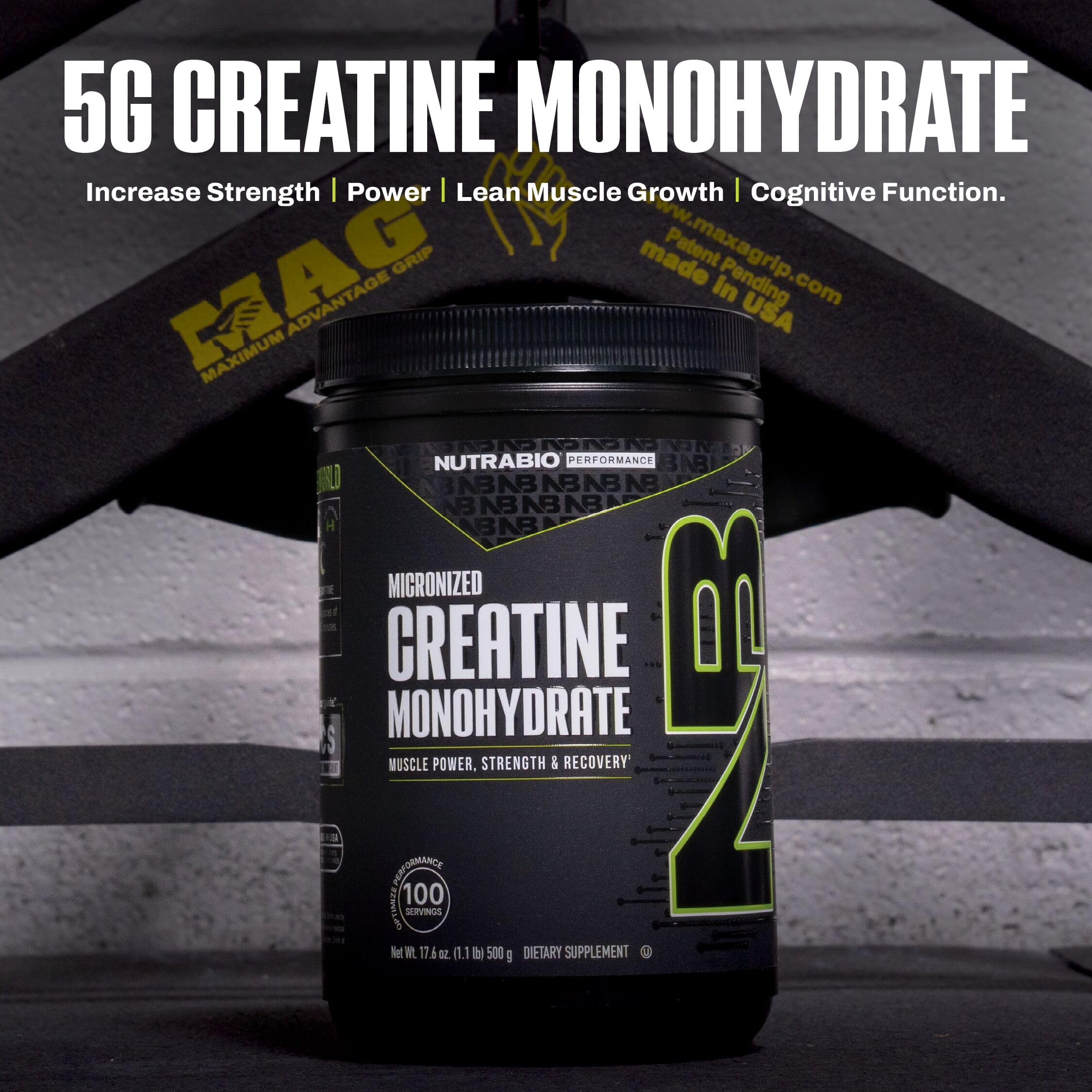 NutraBio Pure Micronized Creatine Monohydrate Powder Supplement, Unflavored, (500 g) - Supports Bulk Muscle Energy, Recovery, and Strength - HPLC Tested Creatine Powder Supplement for Men and Women