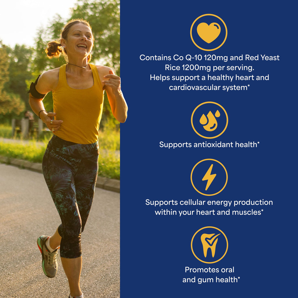 Puritan's Pride Q-Sorb™ Coenzyme CoQ10 Dietary Supplement for Heart Health, Oral Gum Health & Healthy Aging Support, Plus Red Yeast Rice for Improved Digestion, 120 Rapid Release Softgels,(Pack of 2)