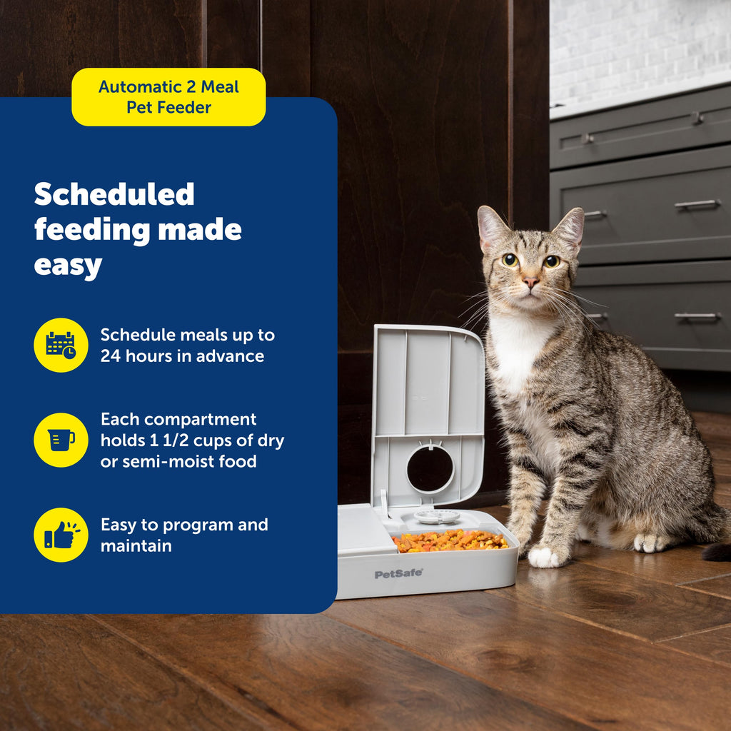 PetSafe Analog 2 Meal Pet Feeder, Dog & Cat, 3 Cup/16 oz, Tamper-Resistant