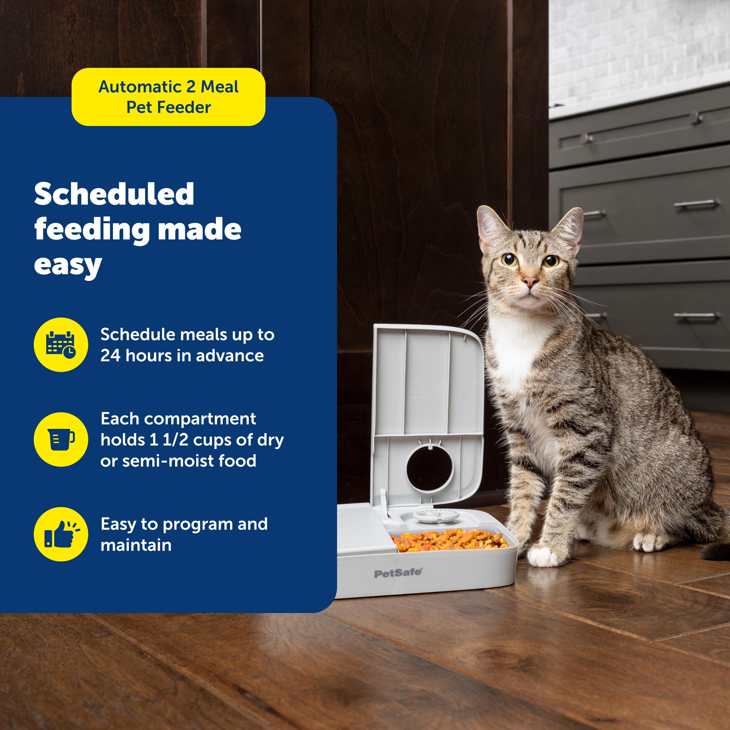 PetSafe Analog 2 Meal Pet Feeder, Dog & Cat, 3 Cup/16 oz, Tamper-Resistant