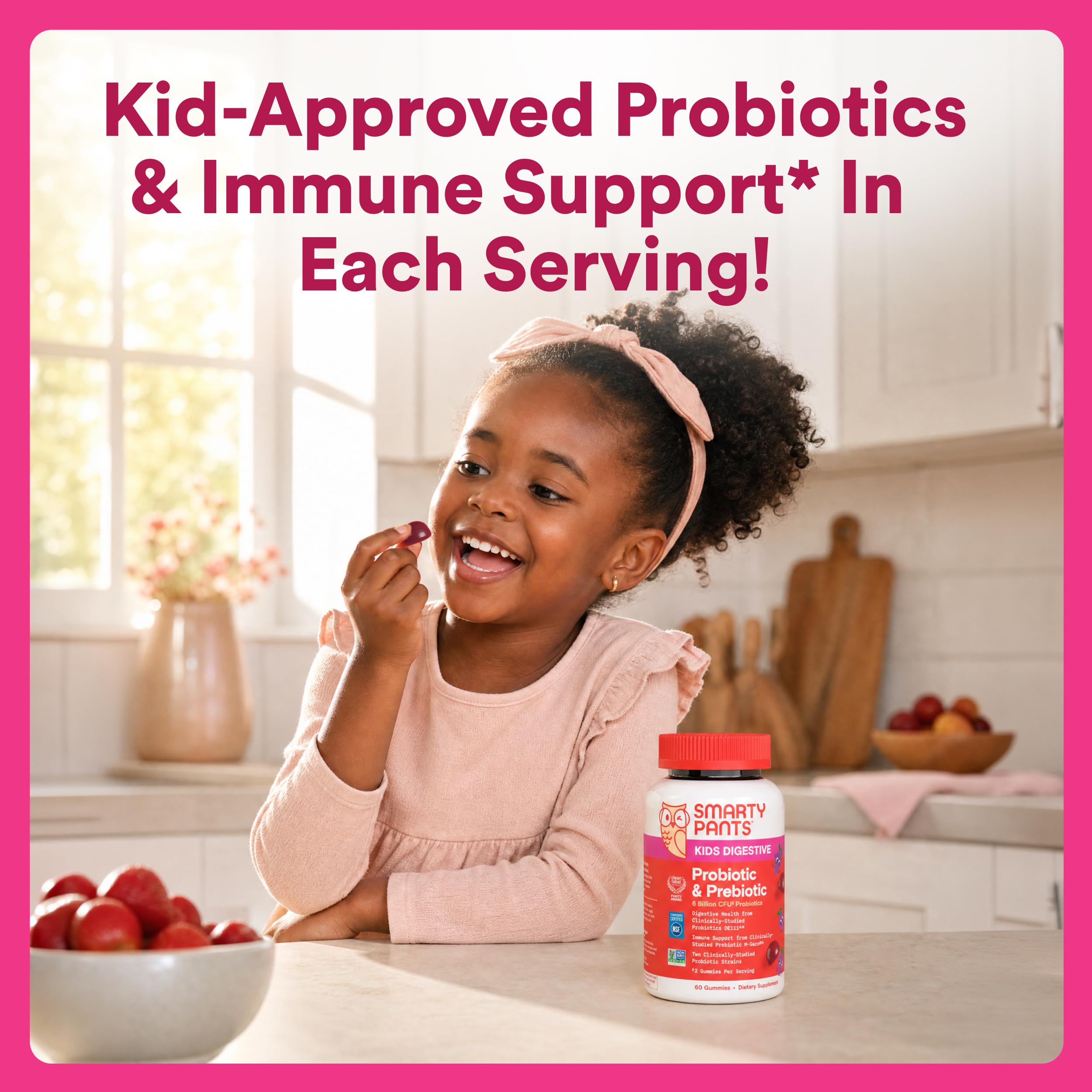 SmartyPants Kids Probiotic & Prebiotic Gummies for Digestive Health: Gut Health Supplement, Clinically Studied Prebiotic for Immune Support, Grape, 60 Count (30 Day Supply)