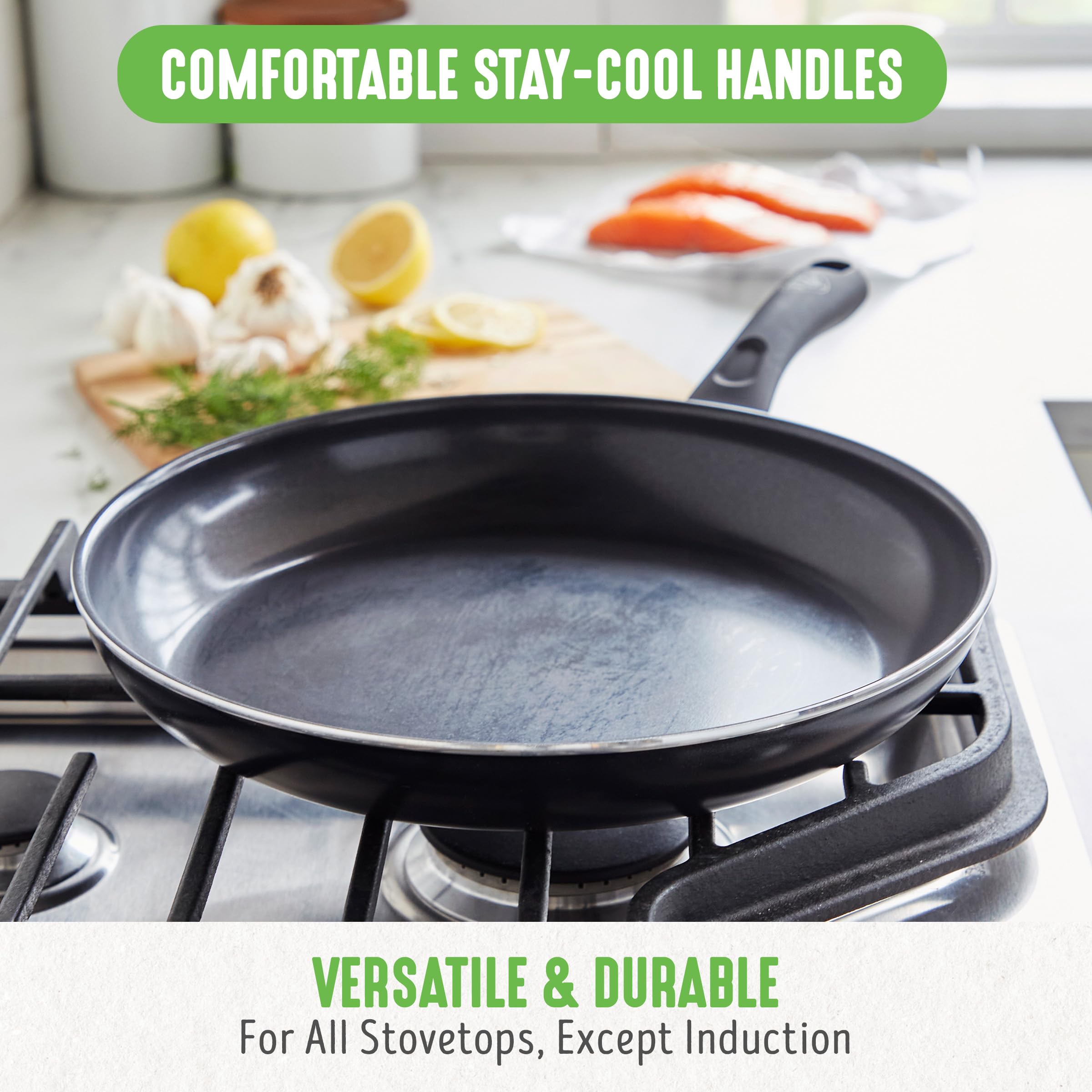 GreenLife 16 Piece Ceramic Nonstick Pots & Pans Cookware Set, Black