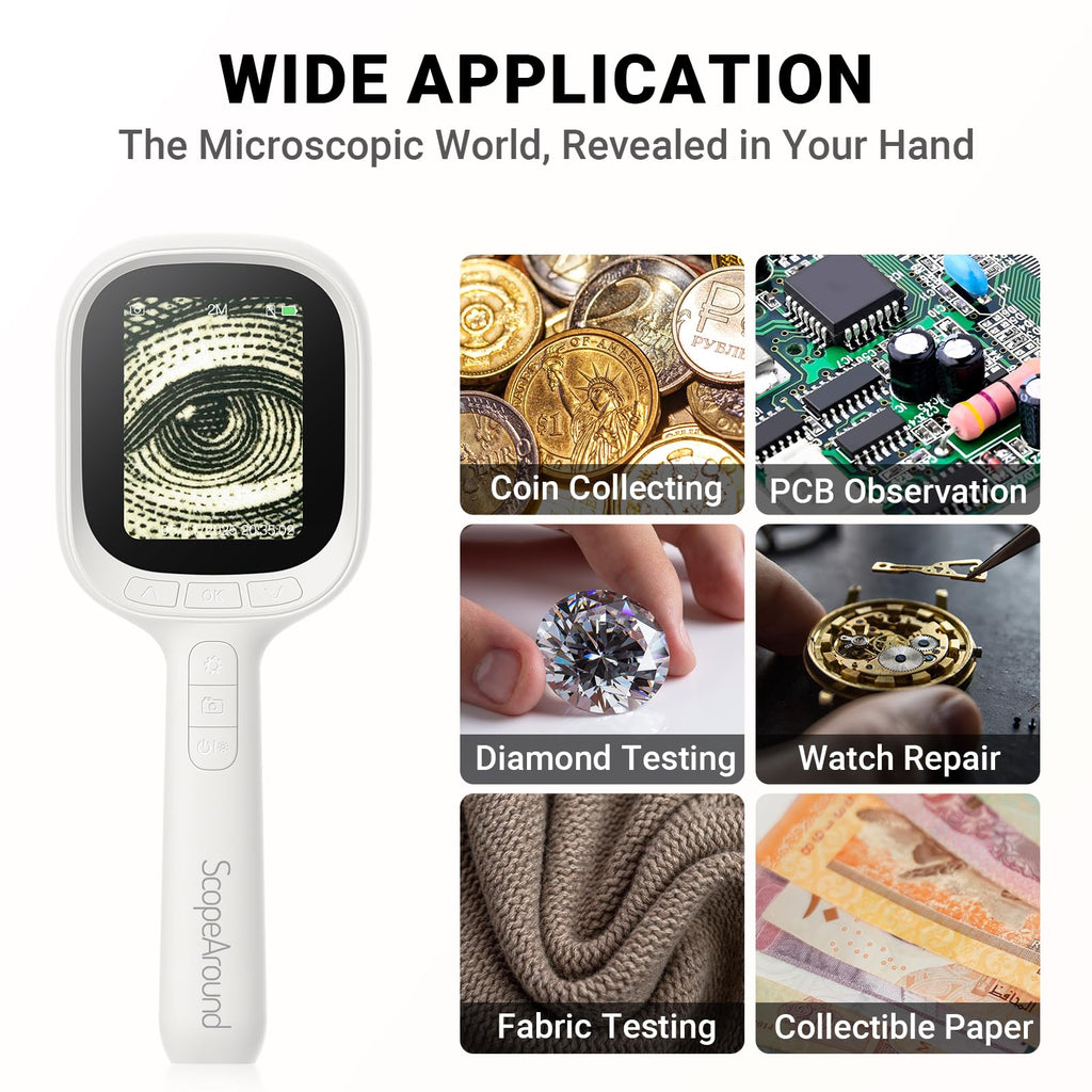 Digital Autofocus Microscope, 2.8" IPS Screen Magnifier, Take Photo