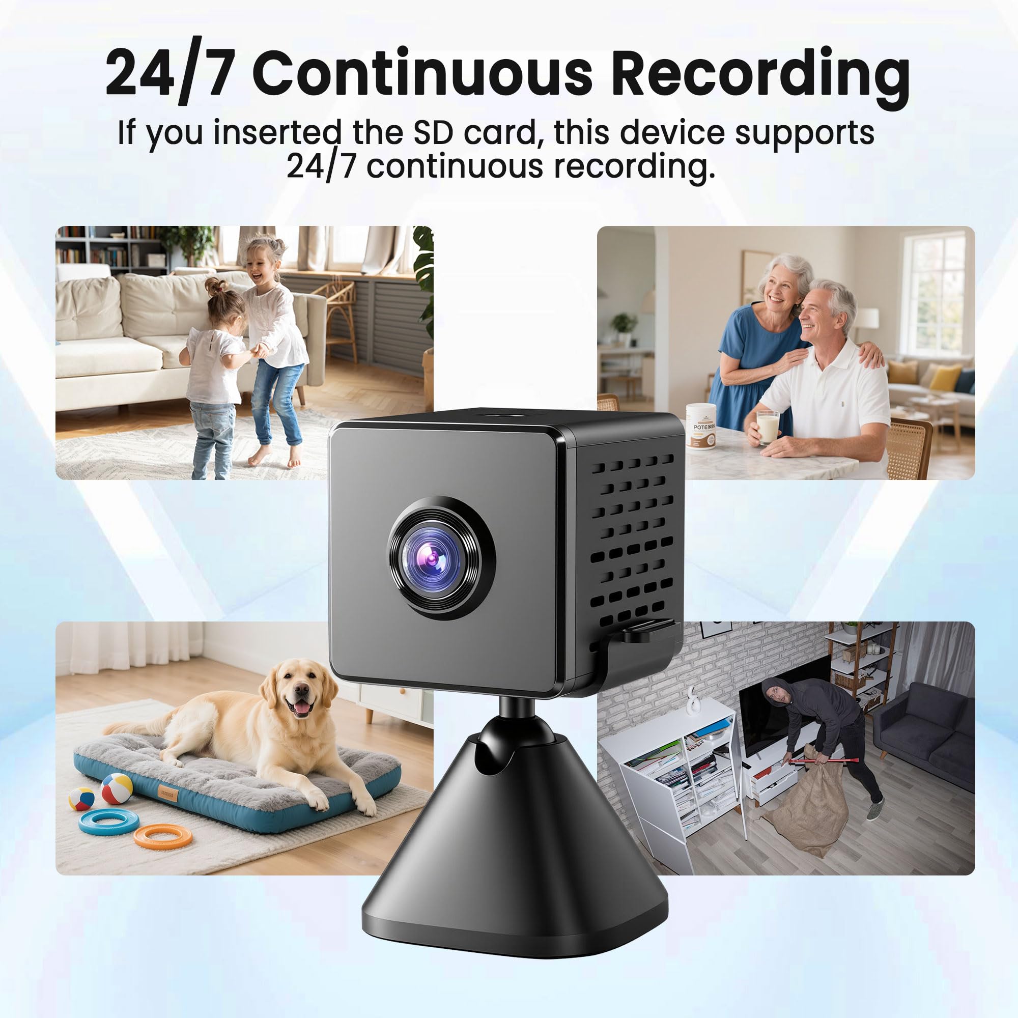 Spy Camera, 4K Hidden Camera with Live View, Plug-in Mini Camera with 24/7 Recording, Nanny Cam with Motion Alerts, Cloud & TF Storage, Night Vision Spy Cam, Wired Indoor Cameras for Home Security