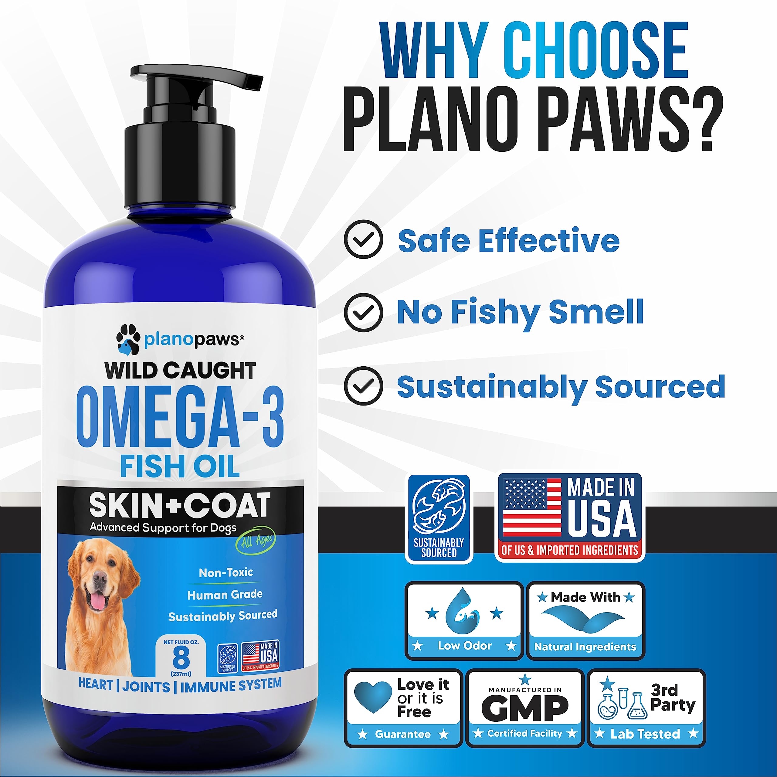 Omega 3 Fish Oil for Dogs - Supports Shedding and Itching, Skin and Coat