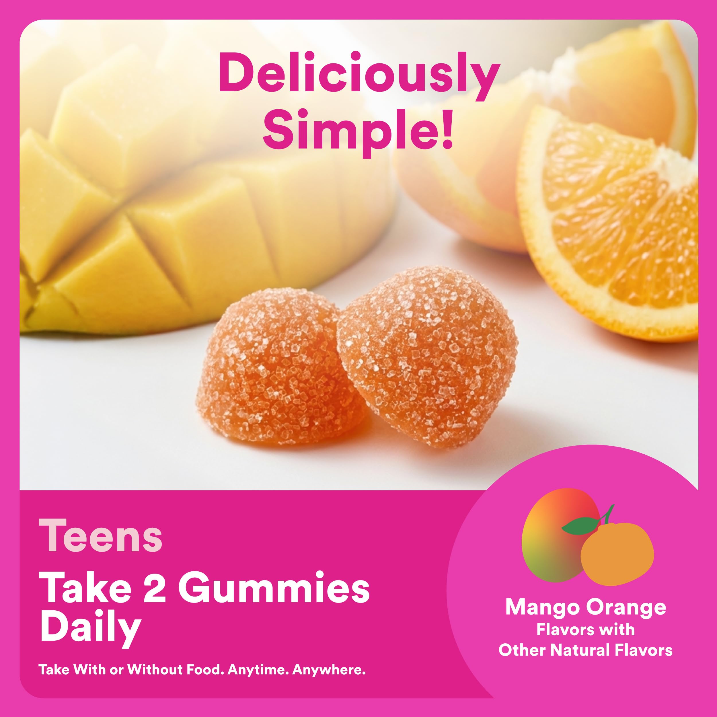 SmartyPants Teen Girl Multivitamin Gummies, Omega 3 (DHA/EPA), Vitamin C, D3, B12, Vitamin A, K & Zinc, Biotin to Support Hair, Skin & Nails, Gluten Free, 60 Count (30 Day Supply)