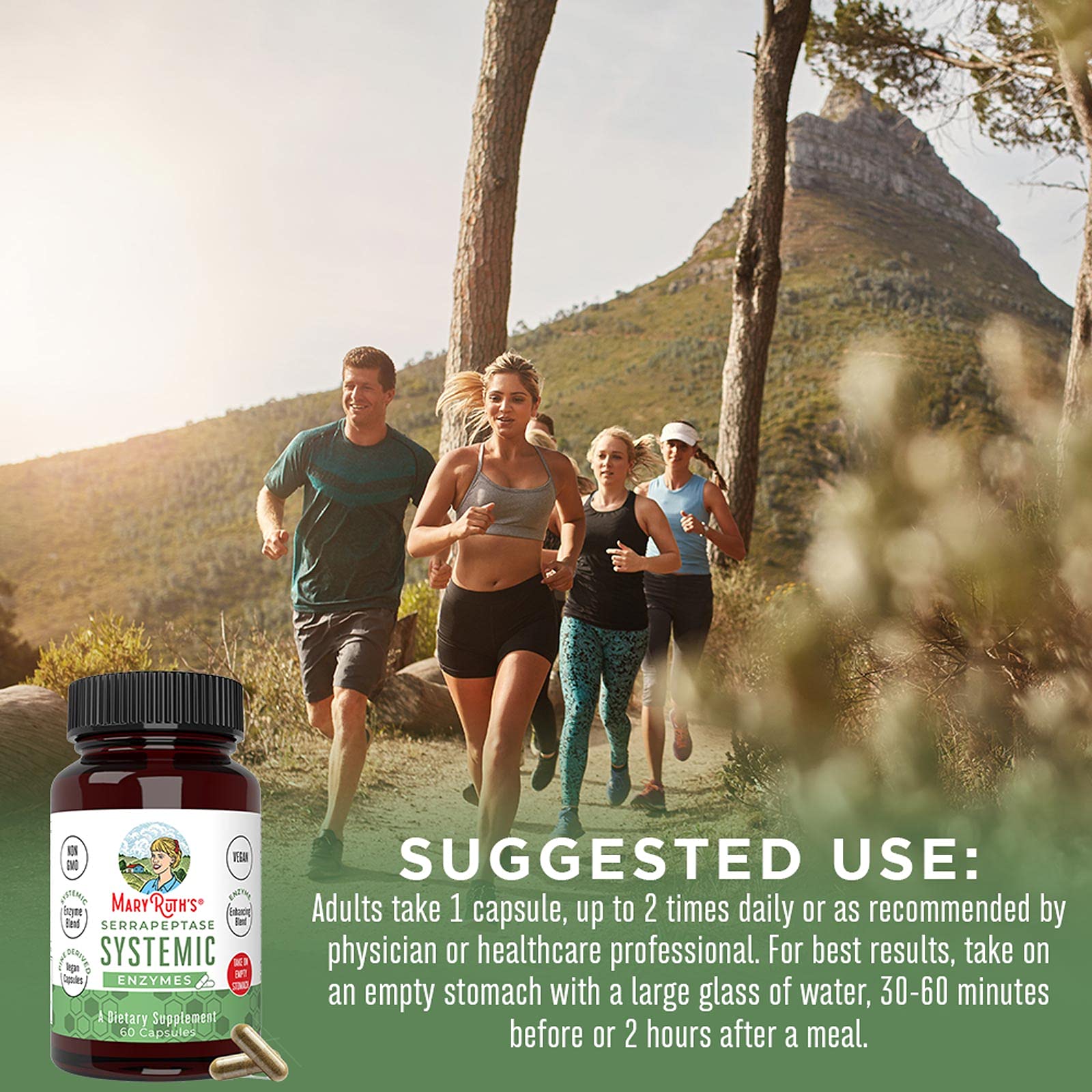 MaryRuth's Serrapeptase Enzymes Capsules, 60 Count, Vegan