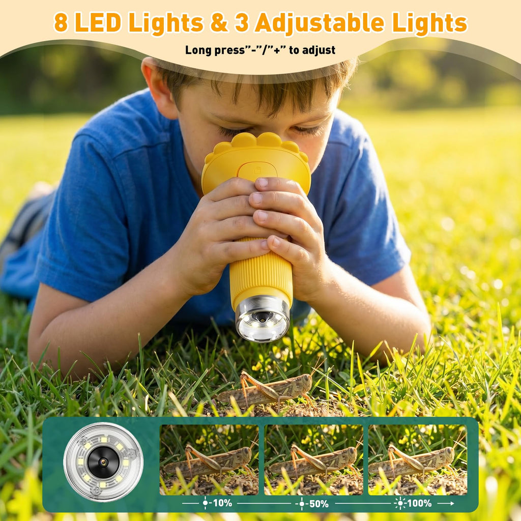 4K 1000X Digital Microscope for Kids with 2.0" IPS Screen(Yellow)