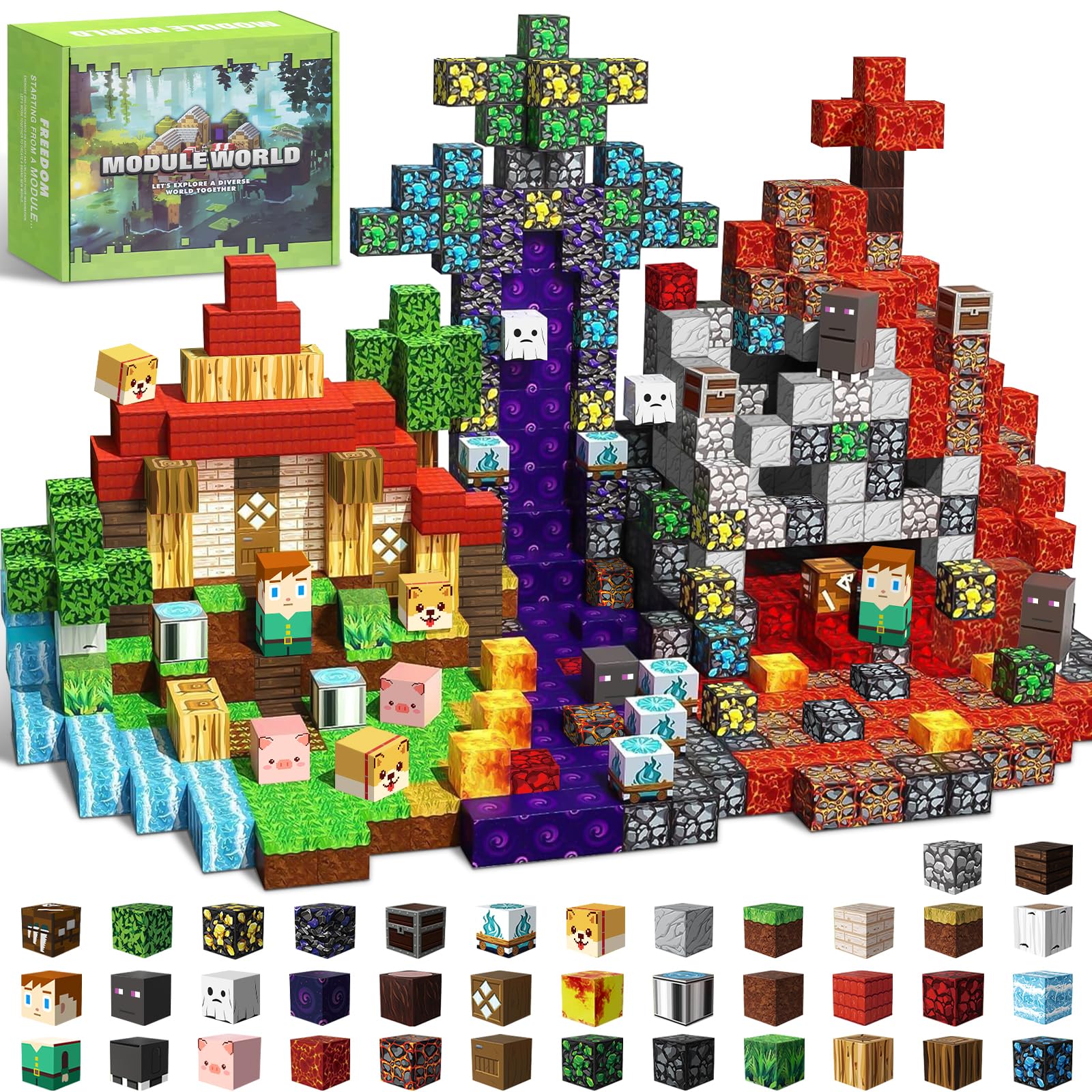Intoypad 300PCS Magnetic Blocks, Magnetic Building Tiles STEM Toys for Kids