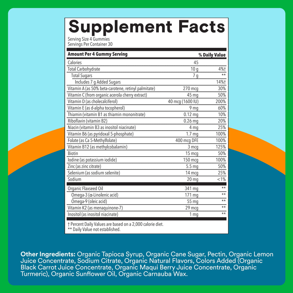 SmartyPants Multivitamin for Men, Organic Gummies: Methylfolate, Omega 3 (ALA), Vitamin D3, C, Vitamin B12, B6, A, K & Zinc for Immune Support, Biotin, Vegetarian, 120 Gummies (30 Day Supply)