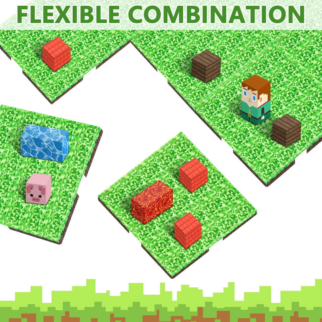 Youngyes Magnetic Blocks Baseplate - Magnet Toys for Kids, 4PCS, Grassland