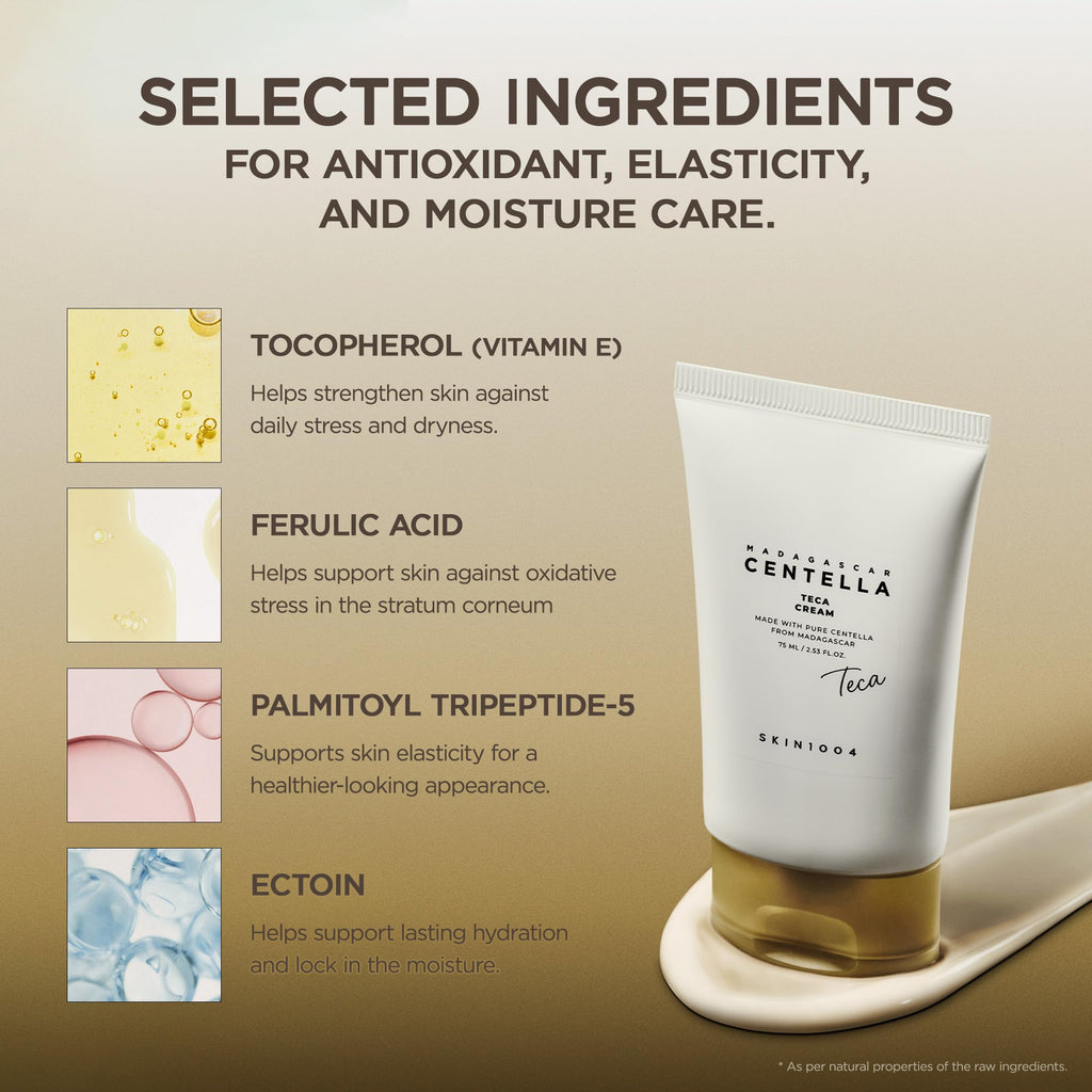 SKIN1004 Madagascar Centella TECA Ampoule & Cream Set, Hydrating Serum & Face Moisturizer with TECA & PDRN for Moisture Barrier Support and Oil & pH Balance for Blemish-Prone Skin, Korean Skin Care