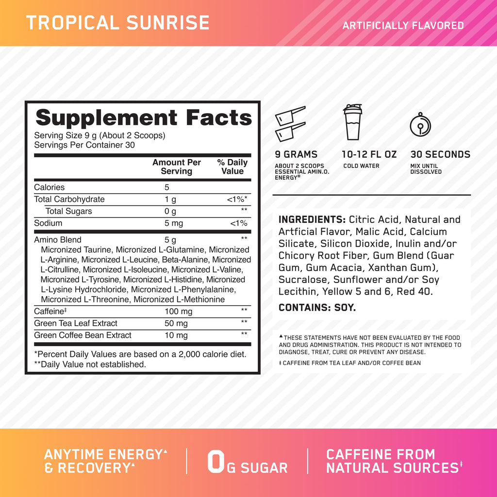 Optimum Nutrition Starter Pack: Micronized Creatine Monohydrate Powder (60 Servings), Amino Energy Tropical Sunrise (30 Servings) and Gold Standard 100% Whey Double Rich Chocolate (29 Servings)
