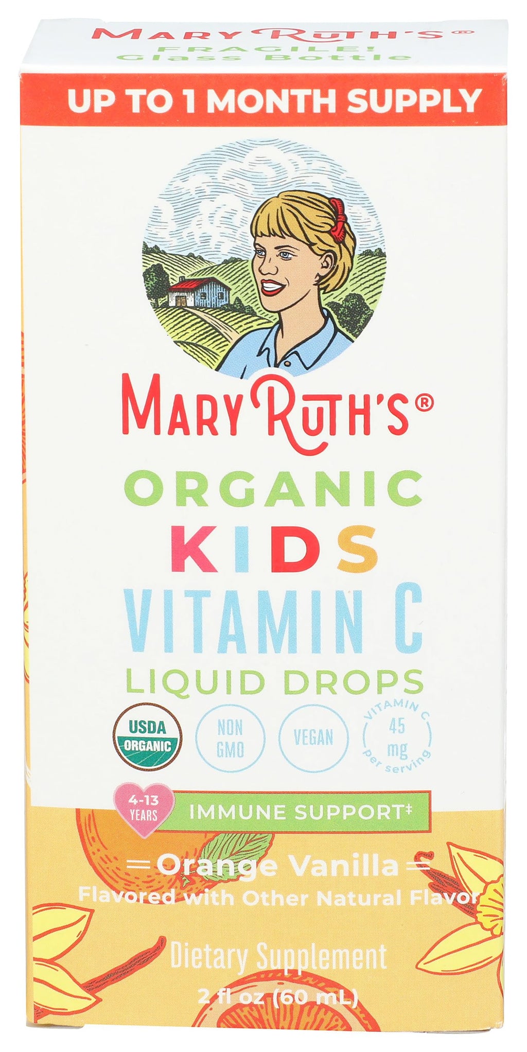 MARYRUTH'S USDA Organic Kids Vitamin C Liquid Drops, Orange Vanilla, 2 oz