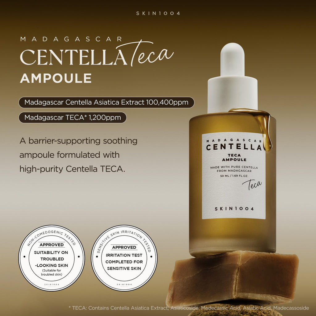 SKIN1004 Madagascar Centella TECA Toner & Ampoule Set, Soothing Toner with LHA for Gentle Exfoliation, Hydrating Serum with TECA & PDRN for Moisture Barrier Support & Oil Balance, Korean Skin Care