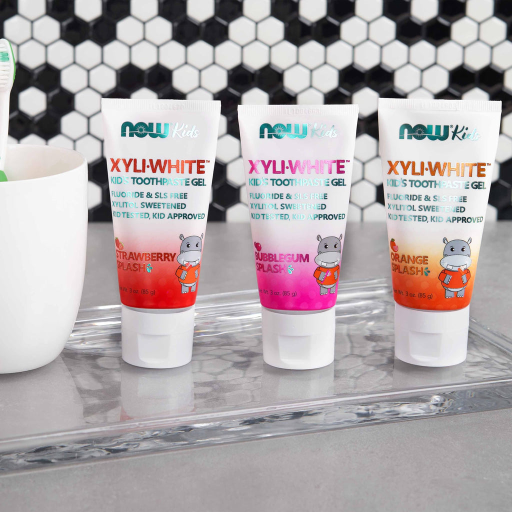 NOW Foods Solutions, Xyliwhite™ Toothpaste Gel for Kids, Bubblegum Splash Flavor, Kid Approved! 3-Ounce, packaging may vary