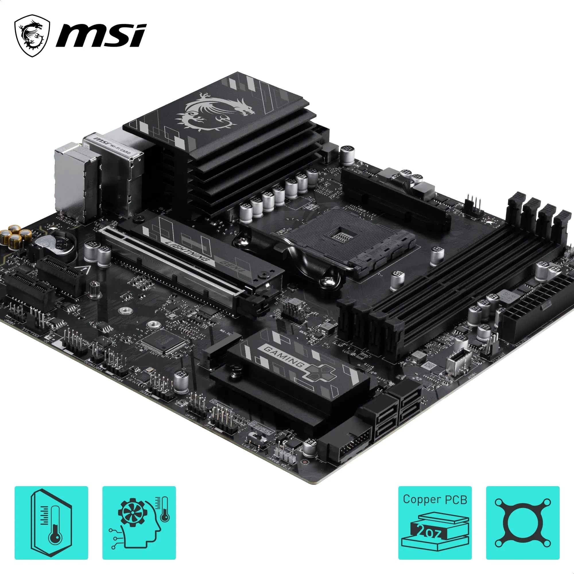 MSI B550M Gaming Plus WIFI6E Motherboard, mATX-Supports AMD Ryzen 5000 Series,5000 G-Series 4000 G-Series,and 3000 Series Processors, AM4-DDR4 Memory Boost 4400+MHz/OC, PCIe 4.0 x16, M.2 Gen4, 1G LAN