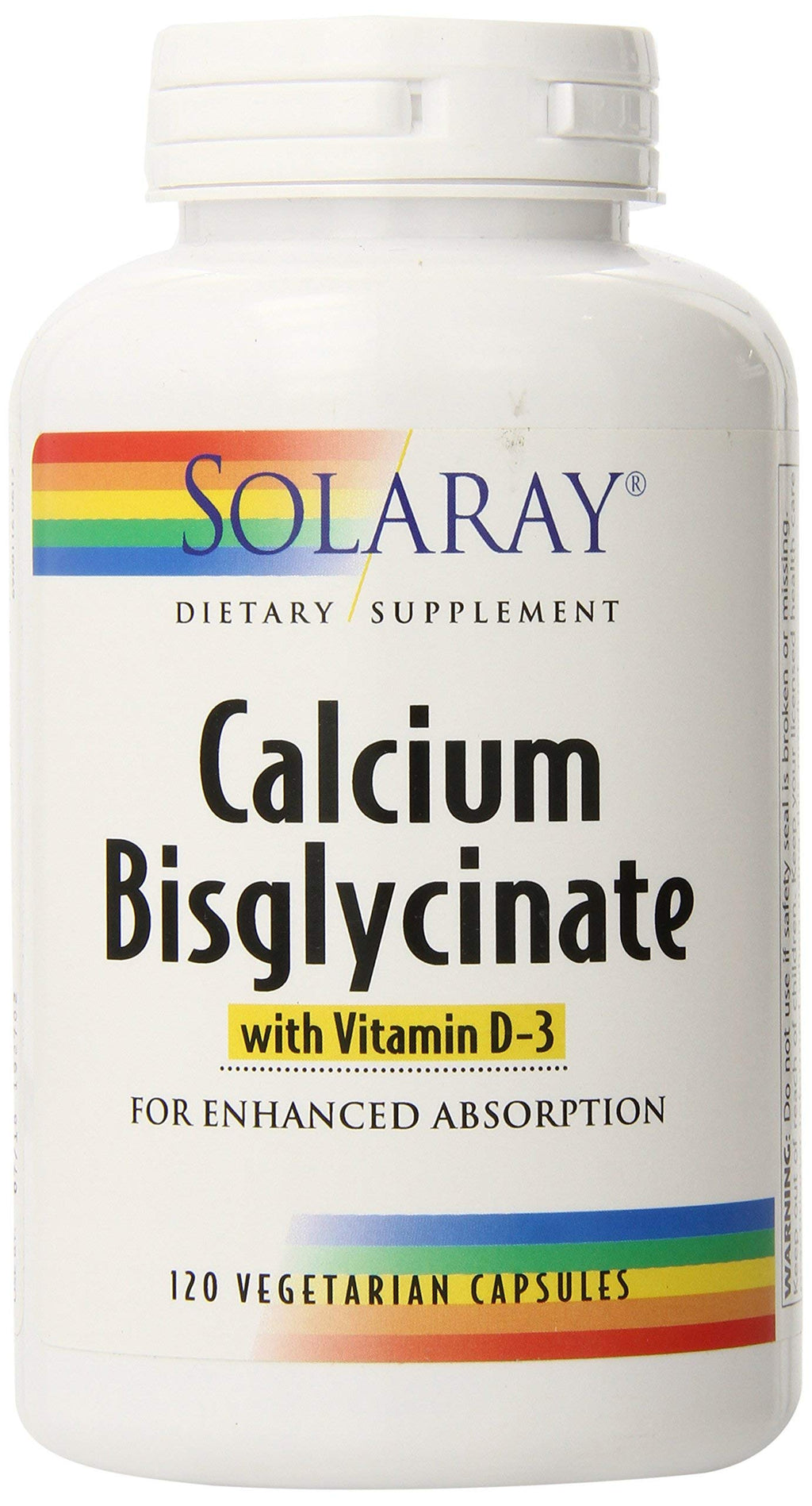 SOLARAY Calcium Bisglycinate Supplement 1000mg for Women & Men 120 Veg Caps
